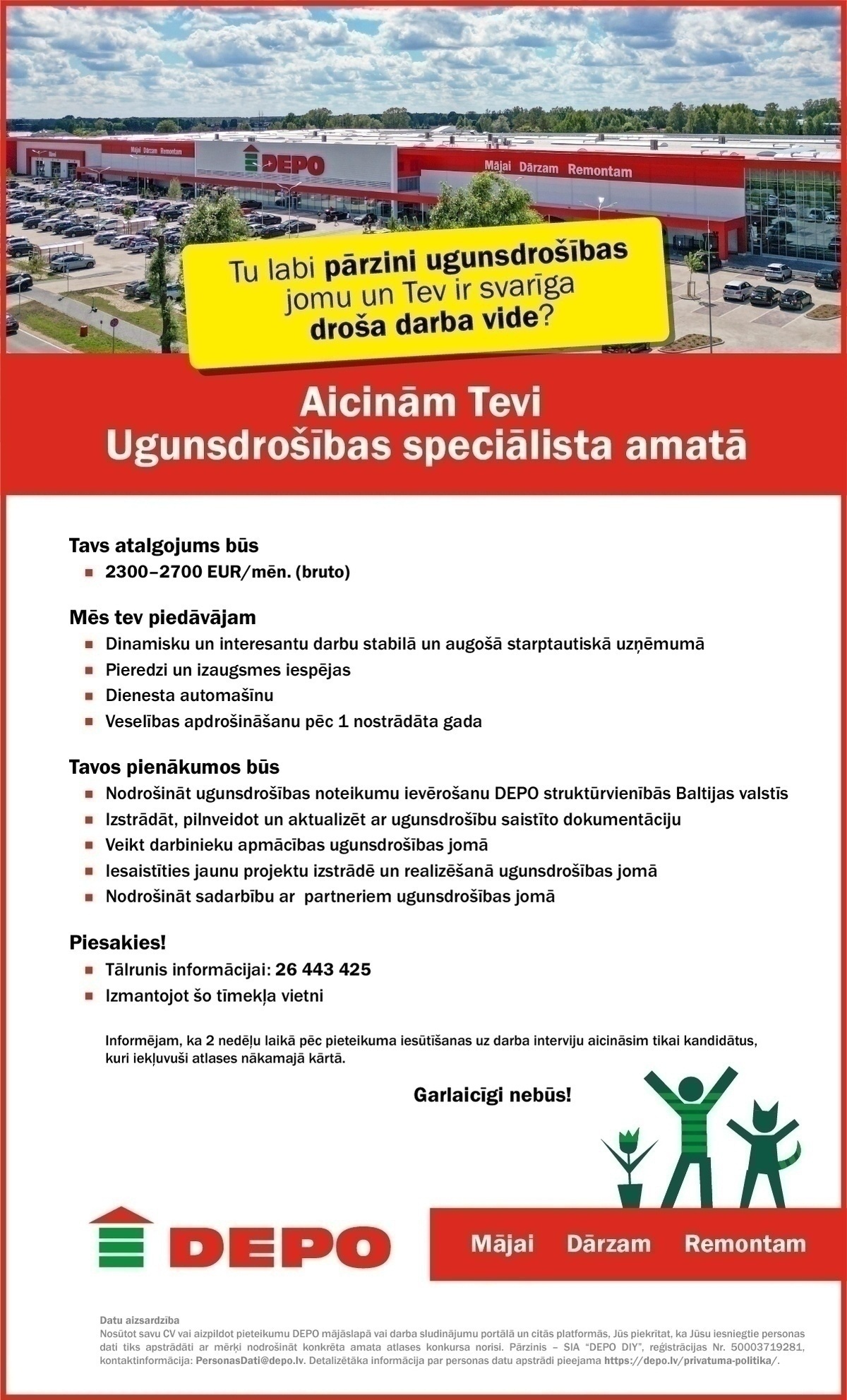 DEPO DIY, SIA Ugunsdrošības speciālists/-e