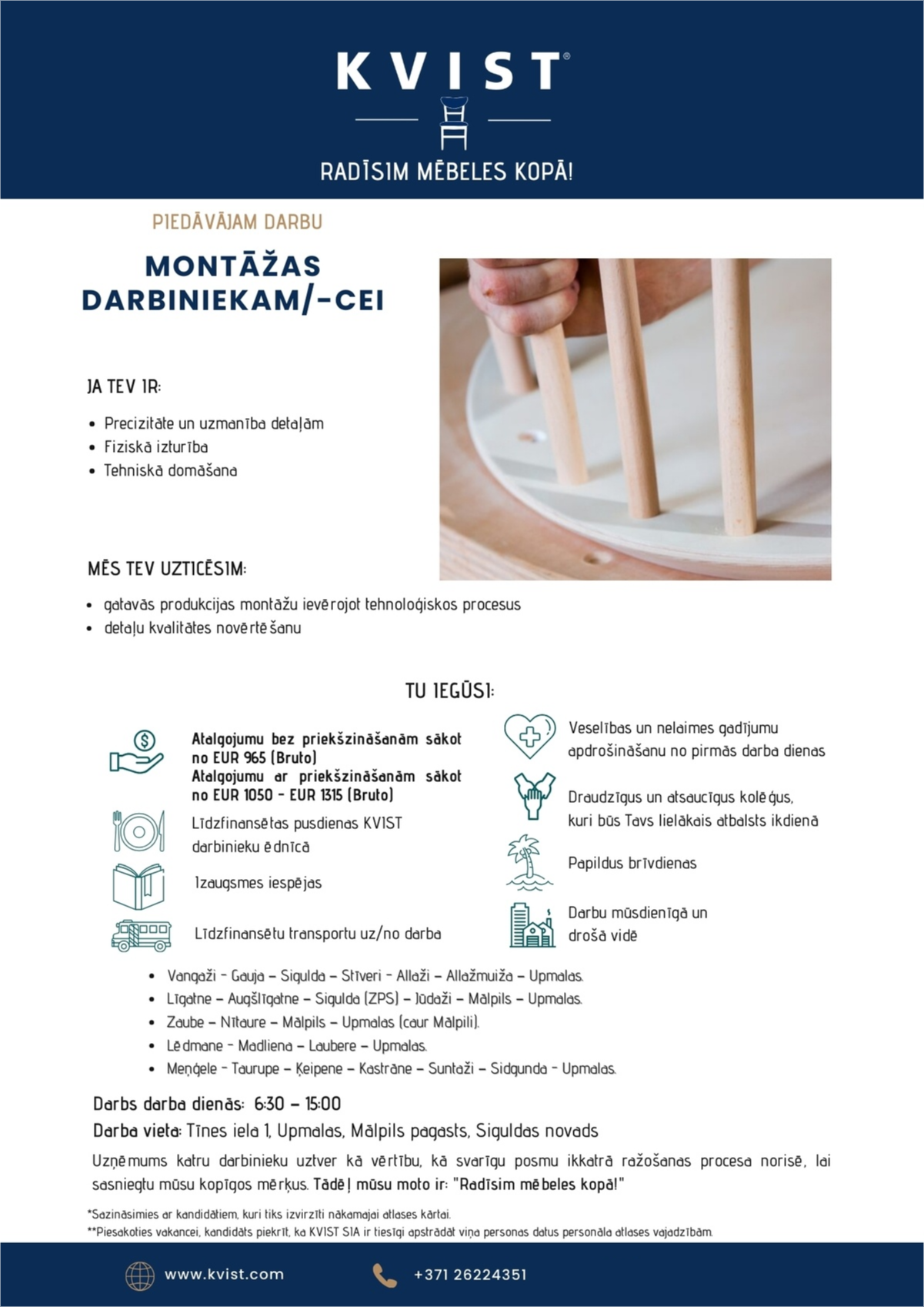 KVIST, SIA Montāžas darbinieks/ce