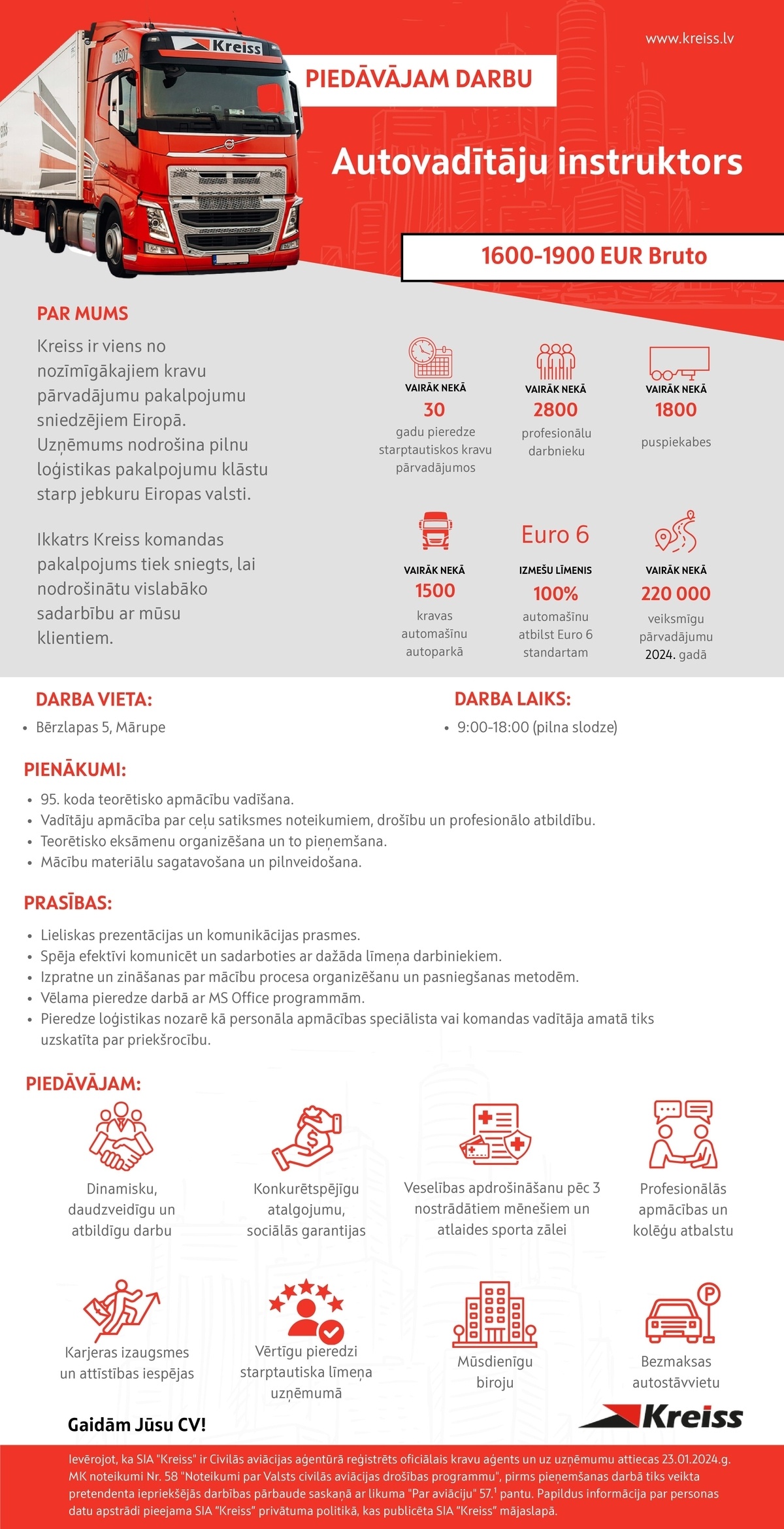 Kreiss, SIA Autovadītāju instruktors/-e