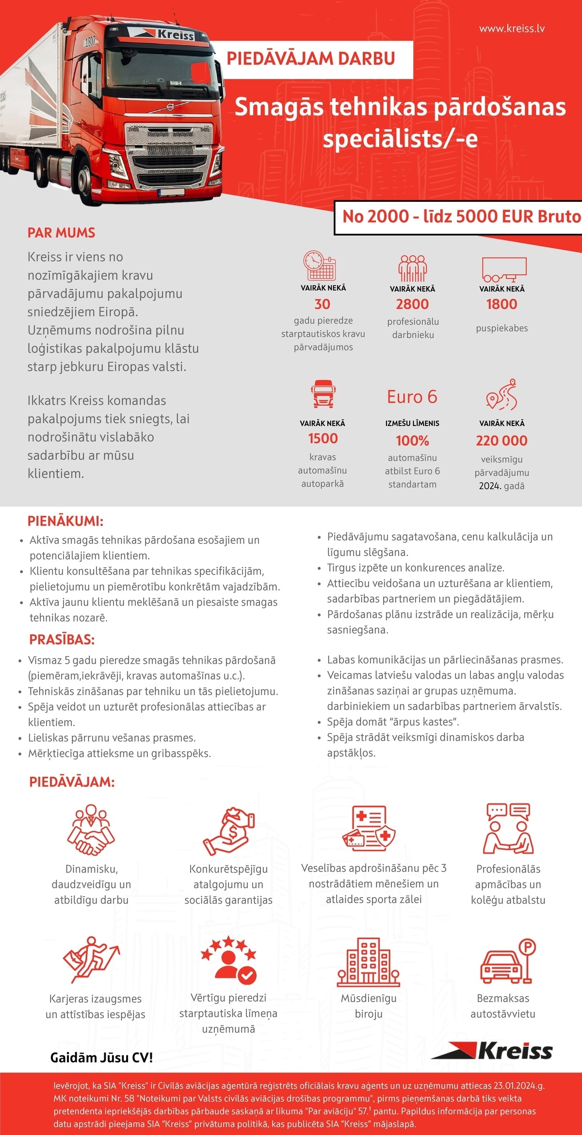 Kreiss, SIA Smagās tehnikas pārdošanas speciālists/-e