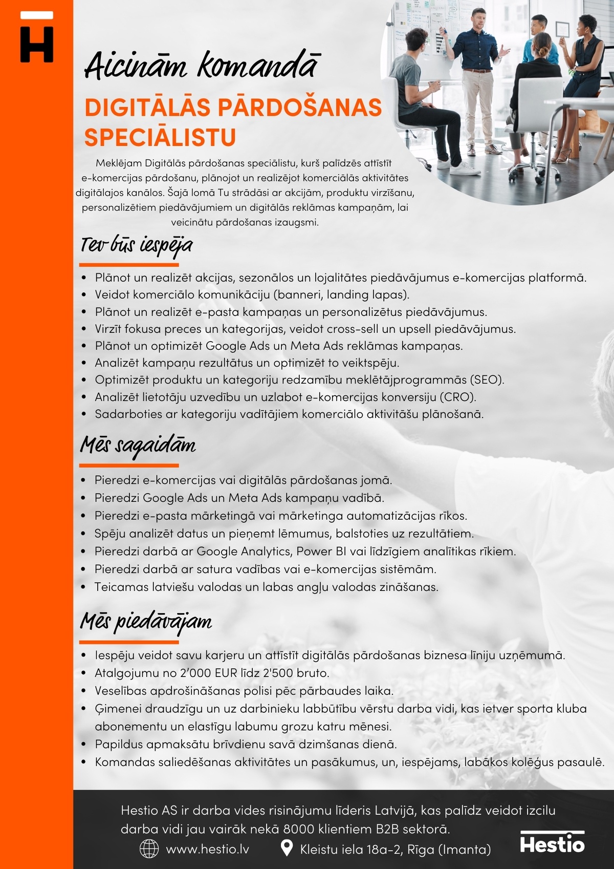Hestio, AS Digitālās pārdošanas speciālists/-e