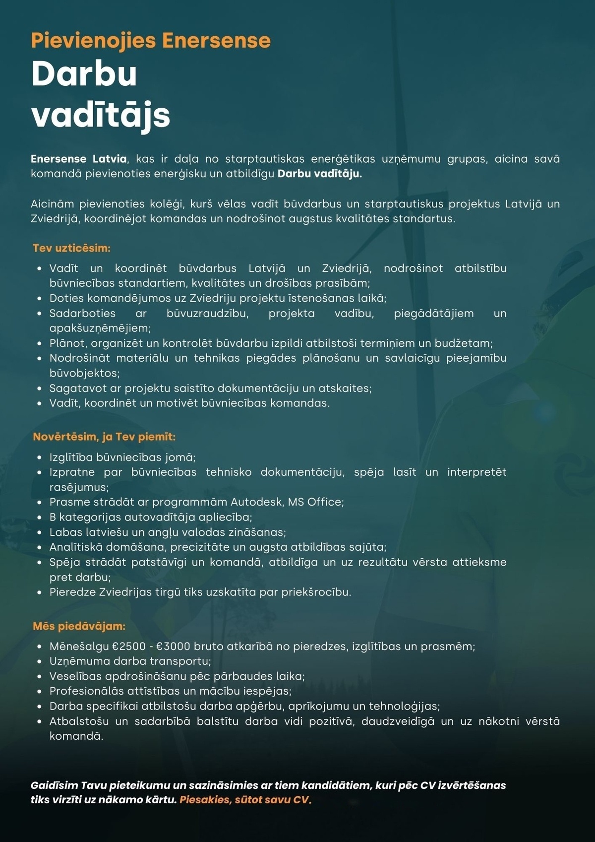 Enersense, SIA Darbu vadītājs/-a