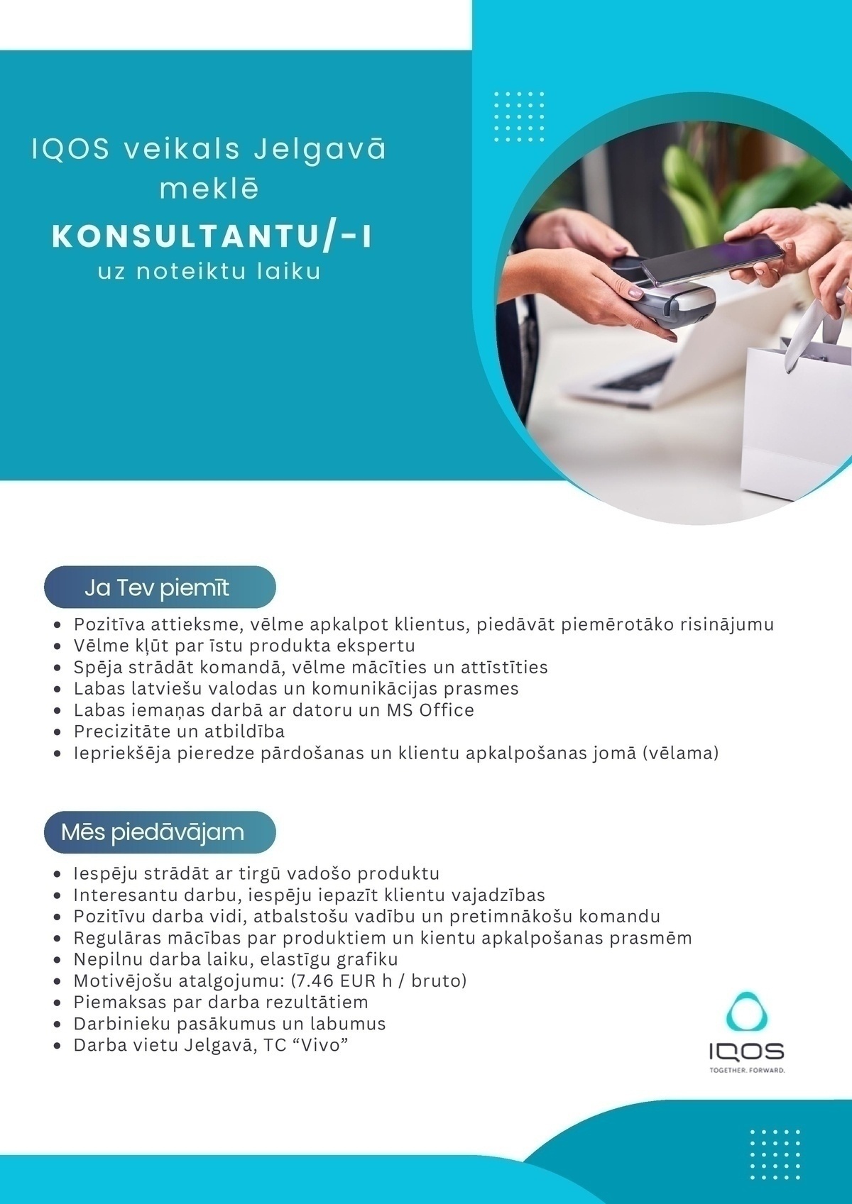 SAS "Manpower Lit" filiāle "Manpower Lit" IQOS veikala konsultants/-e Jelgavā