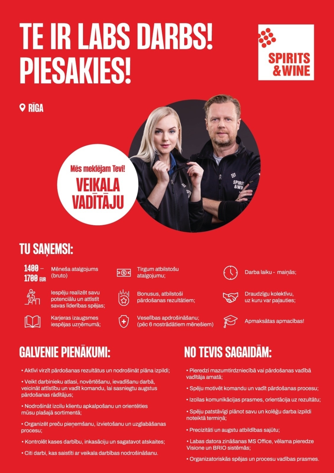 Riga Spirits & Wine Outlet, SIA Veikala vadītājs/-a