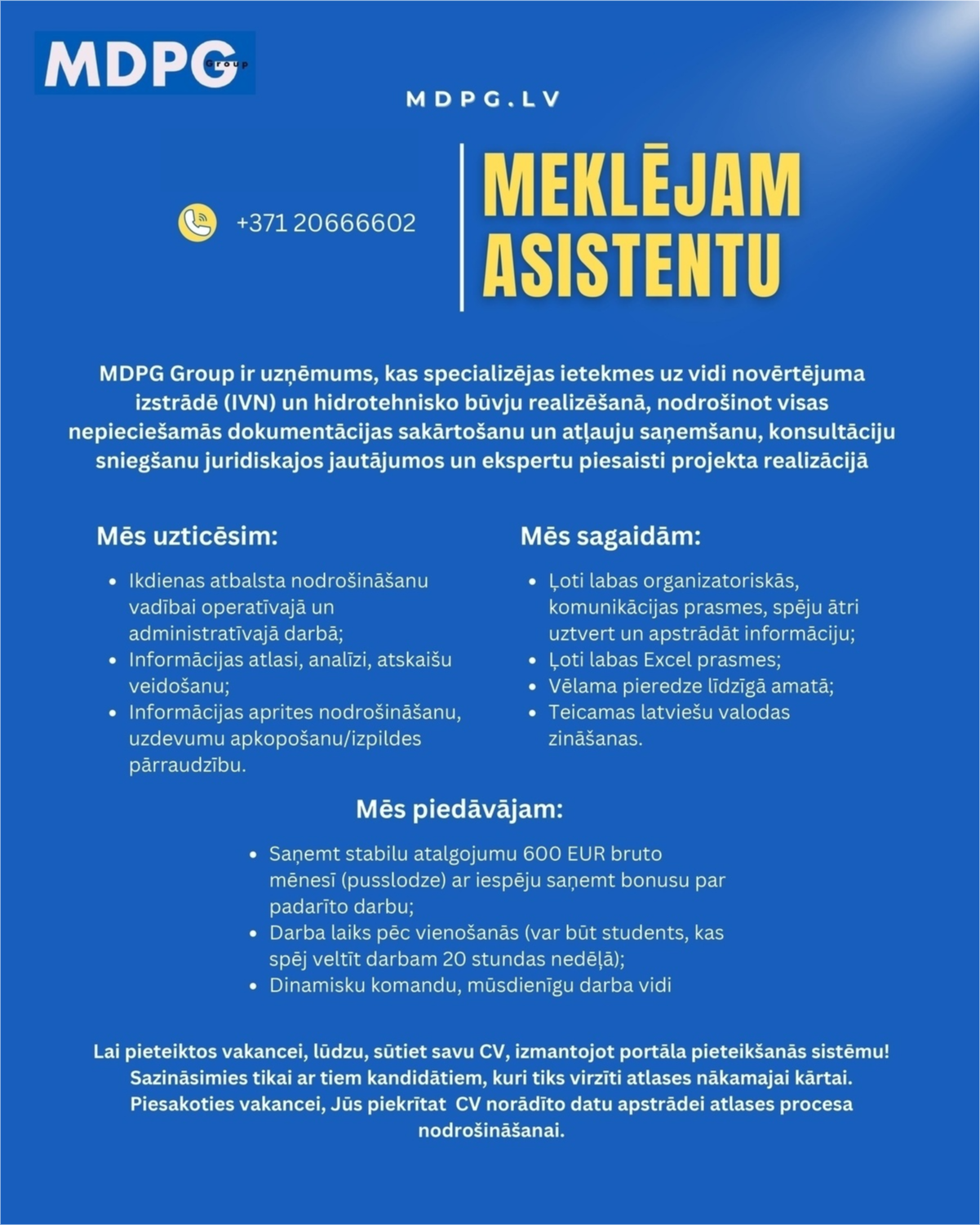 MDPG, SIA Asistents/-e