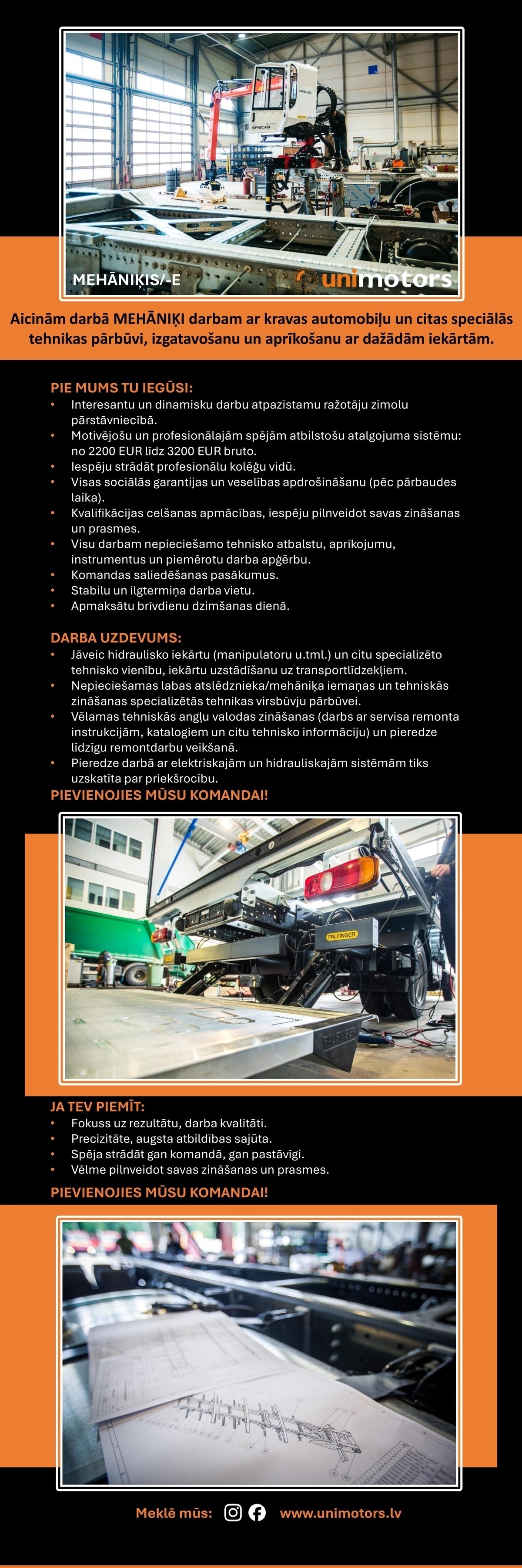 UNIMOTORS LATVIA, SIA Mehāniķis/-e