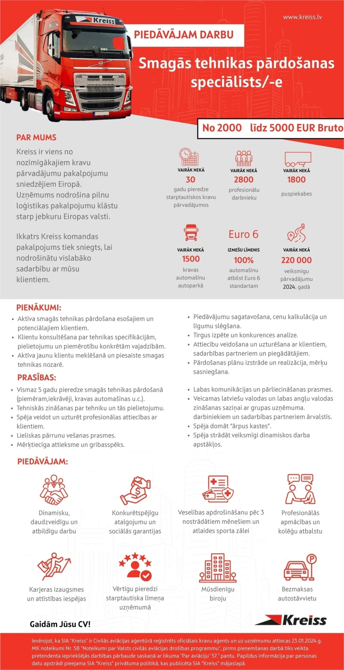 Kreiss, SIA Smagās tehnikas pārdošanas speciālists/-e