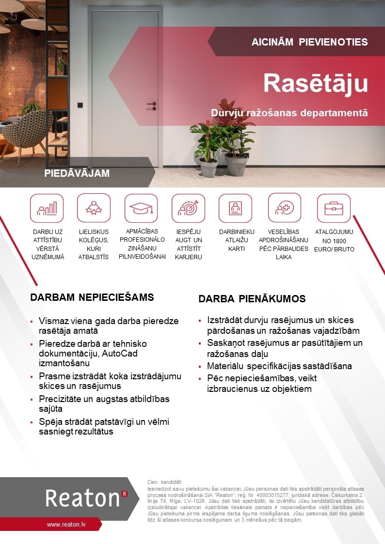 REATON, SIA Rasētājs/-a