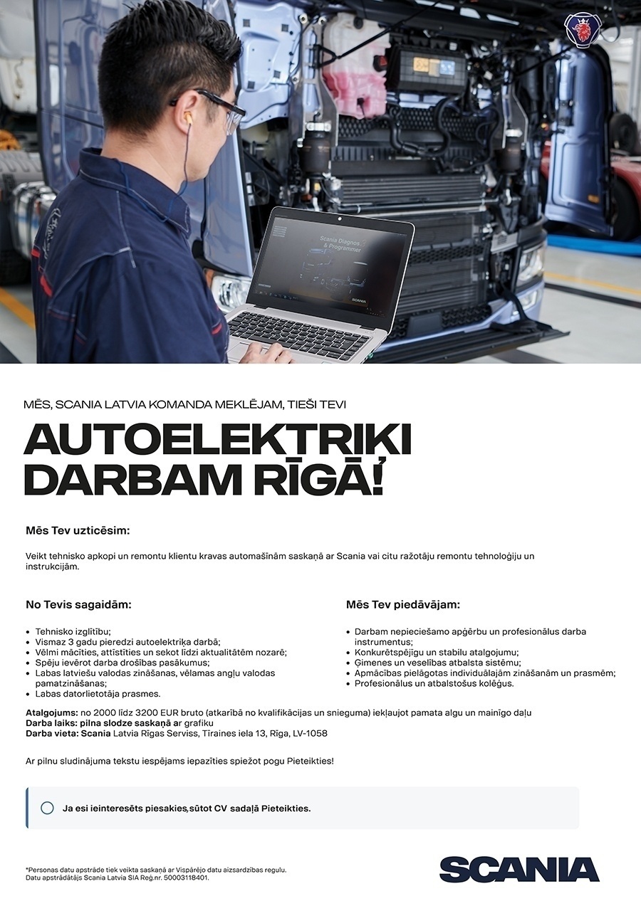 SCANIA LATVIA, SIA Autoelektriķis/-e