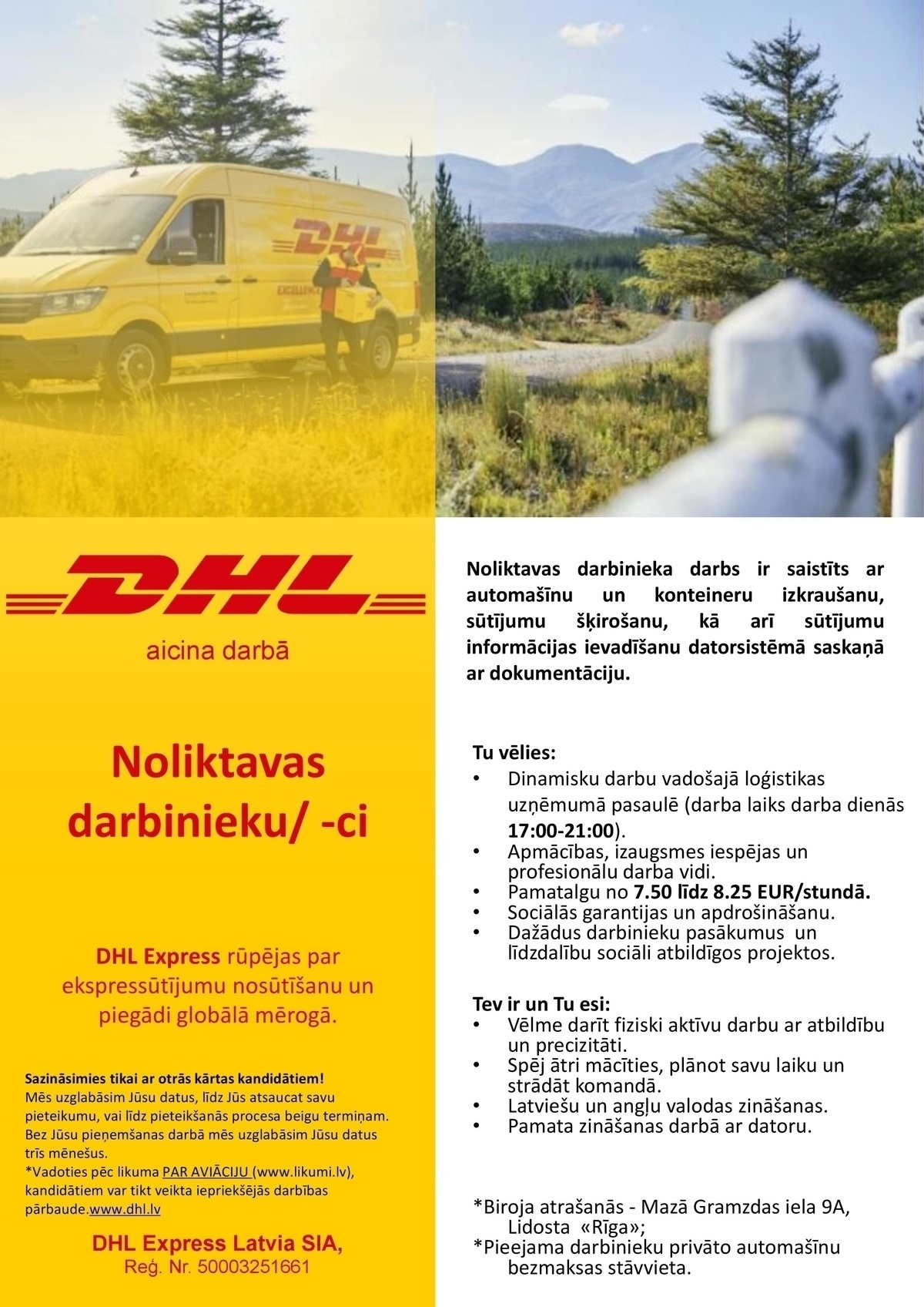DHL Express Latvia, SIA Noliktavas darbinieks/-ce