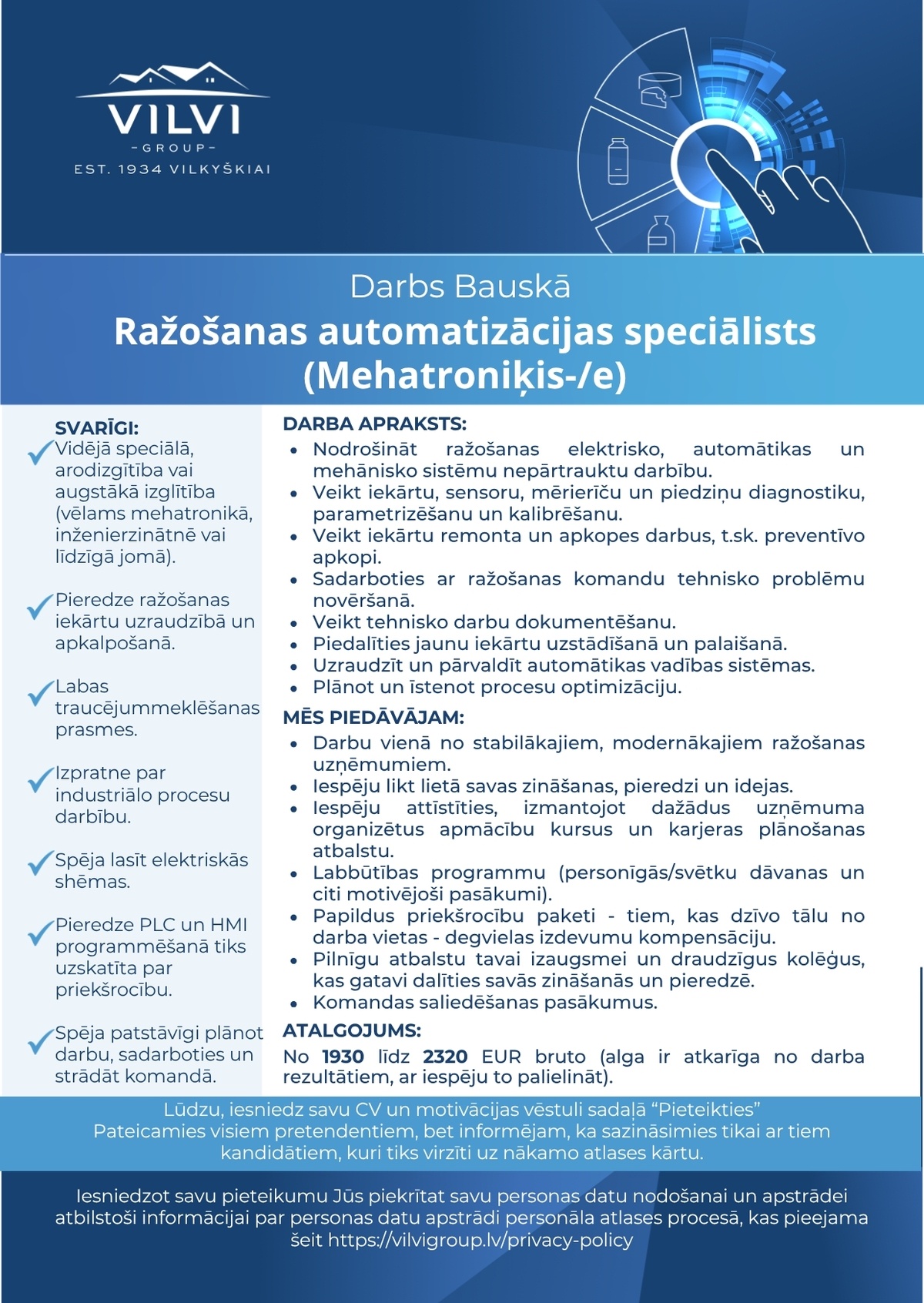 Baltic Dairy Board, SIA Ražošanas automatizācijas speciālists/-e