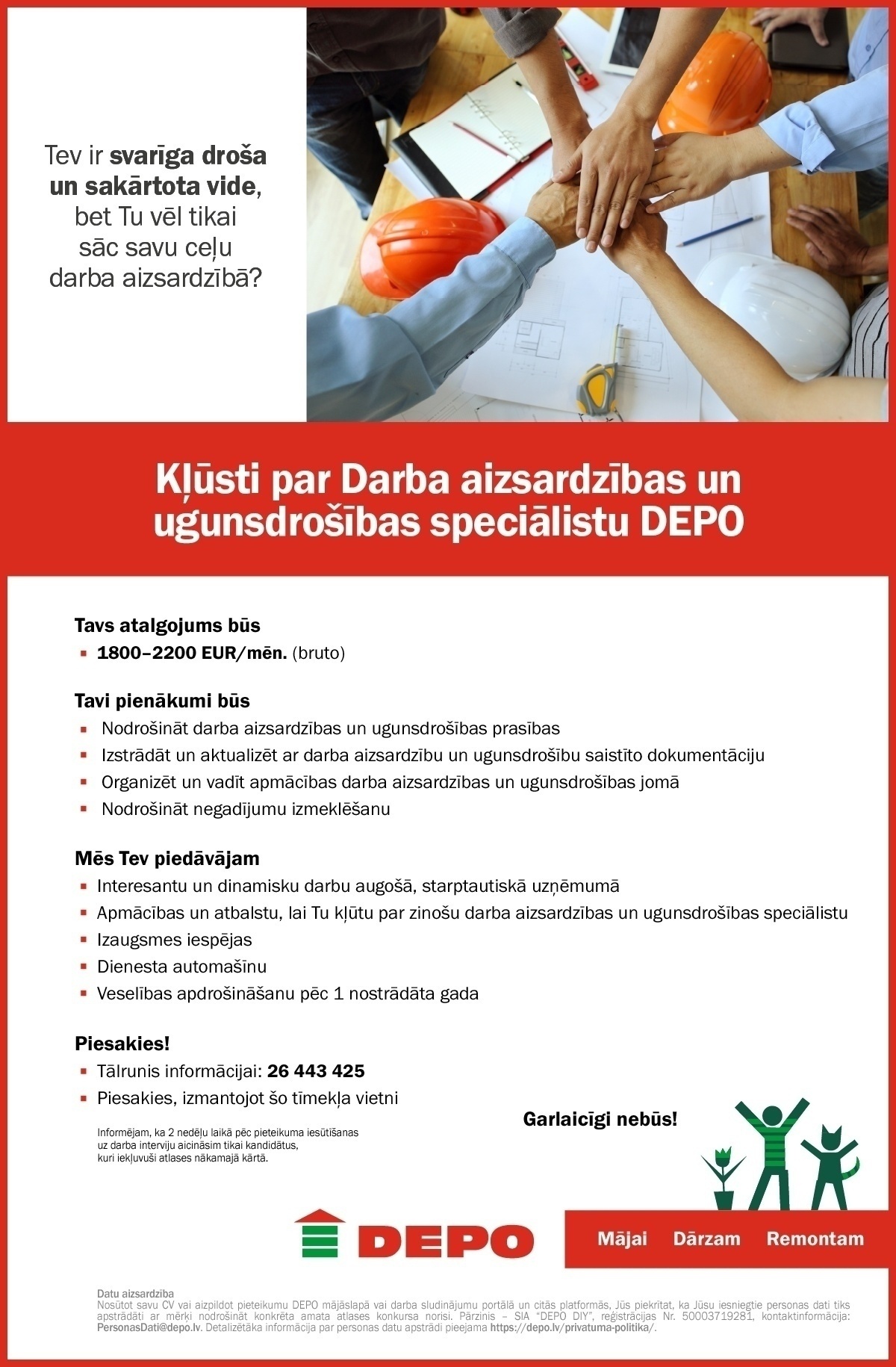 DEPO DIY, SIA Darba aizsardzības un ugunsdrošības speciālists/-e