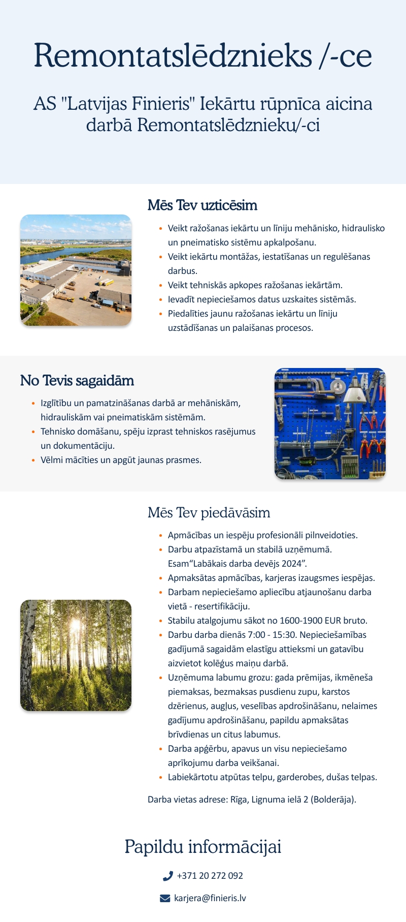 AS "Latvijas Finieris" Remontatslēdznieks/-a