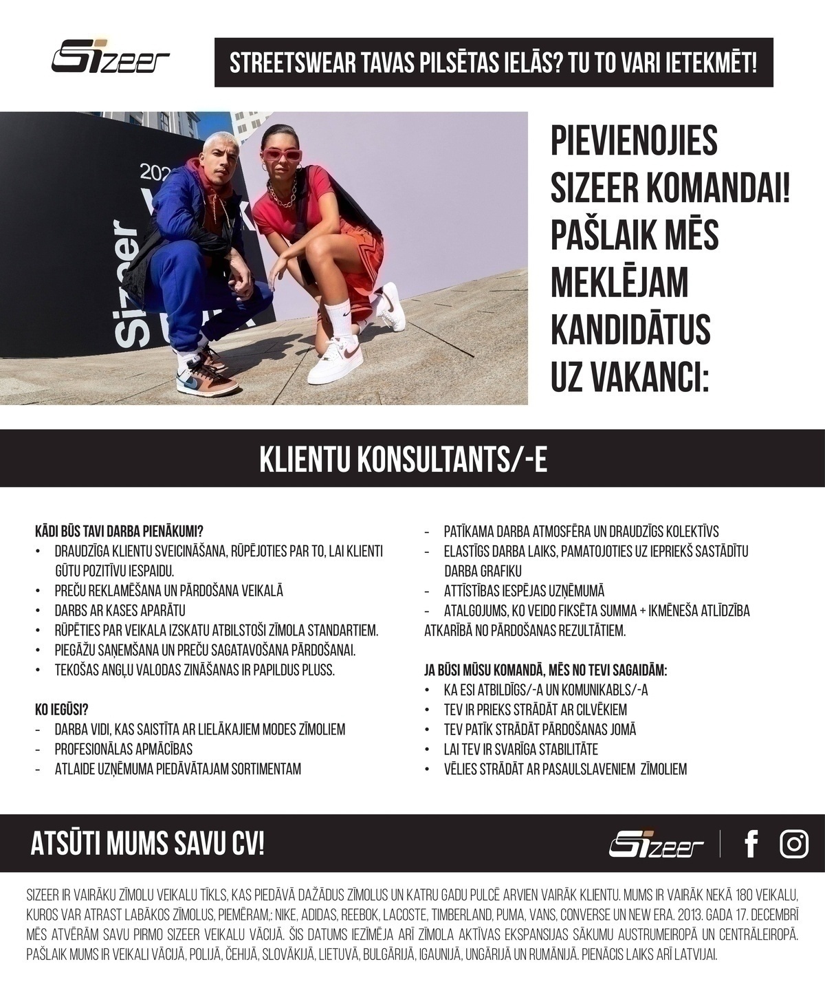 Marketing Investment Group Latvia, SIA "SIZEER" Klientu konsultants/-e TC "Akropole Rīga"