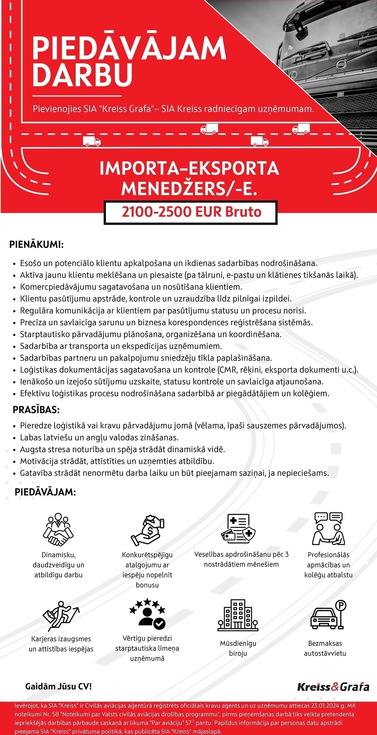 Kreiss, SIA Importa - eksporta menedžers/-e