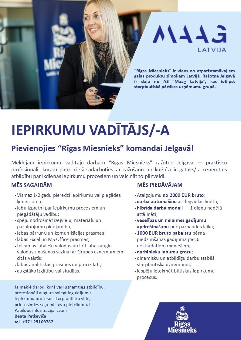 Maag Latvija, AS Iepirkumu vadītājs/-a