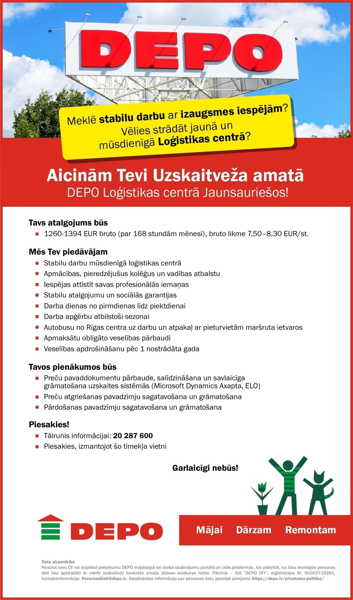 DEPO DIY, SIA Uzskaitvedis/-e Loģistikas centrā