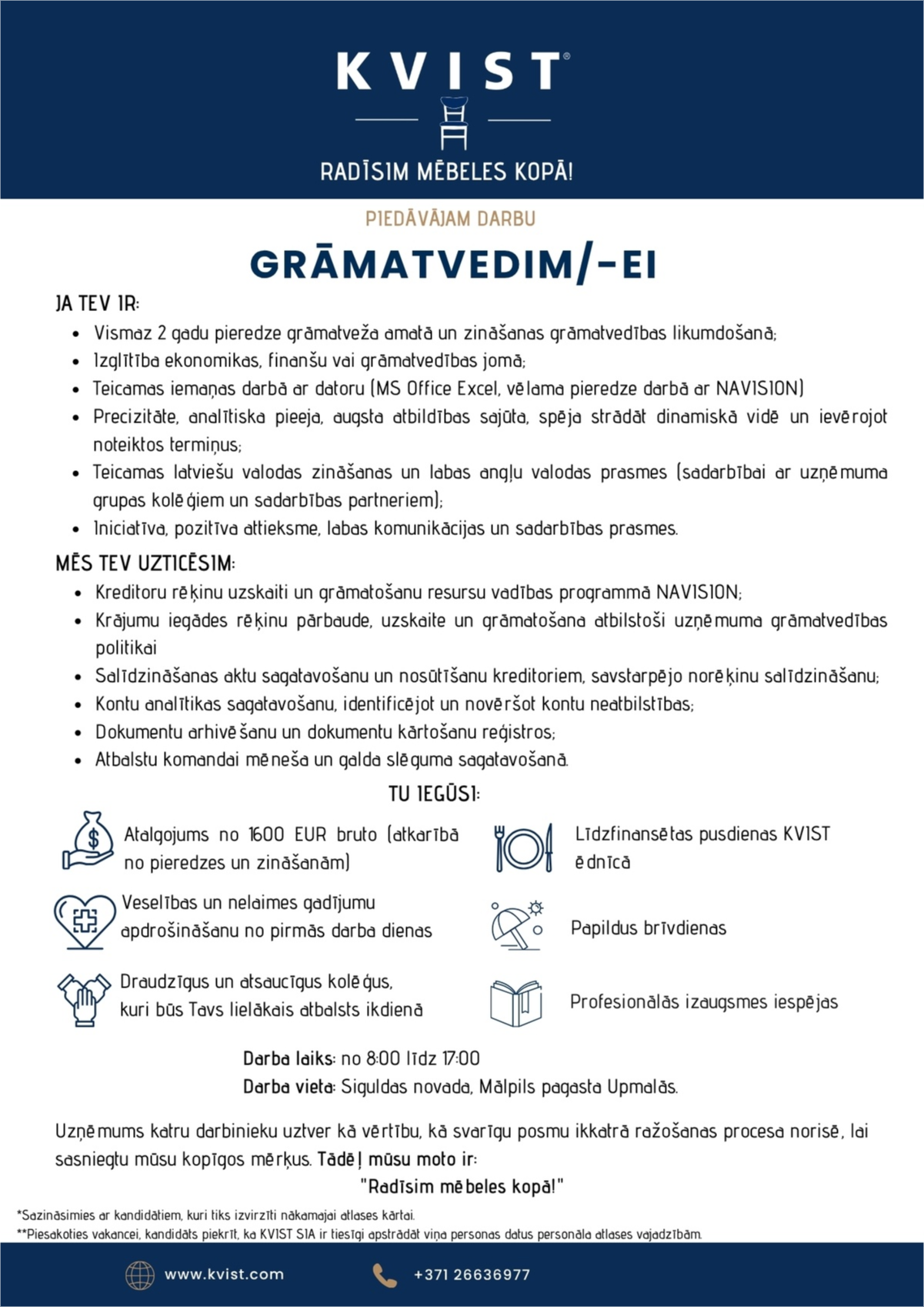 KVIST, SIA Grāmatvedis/-e