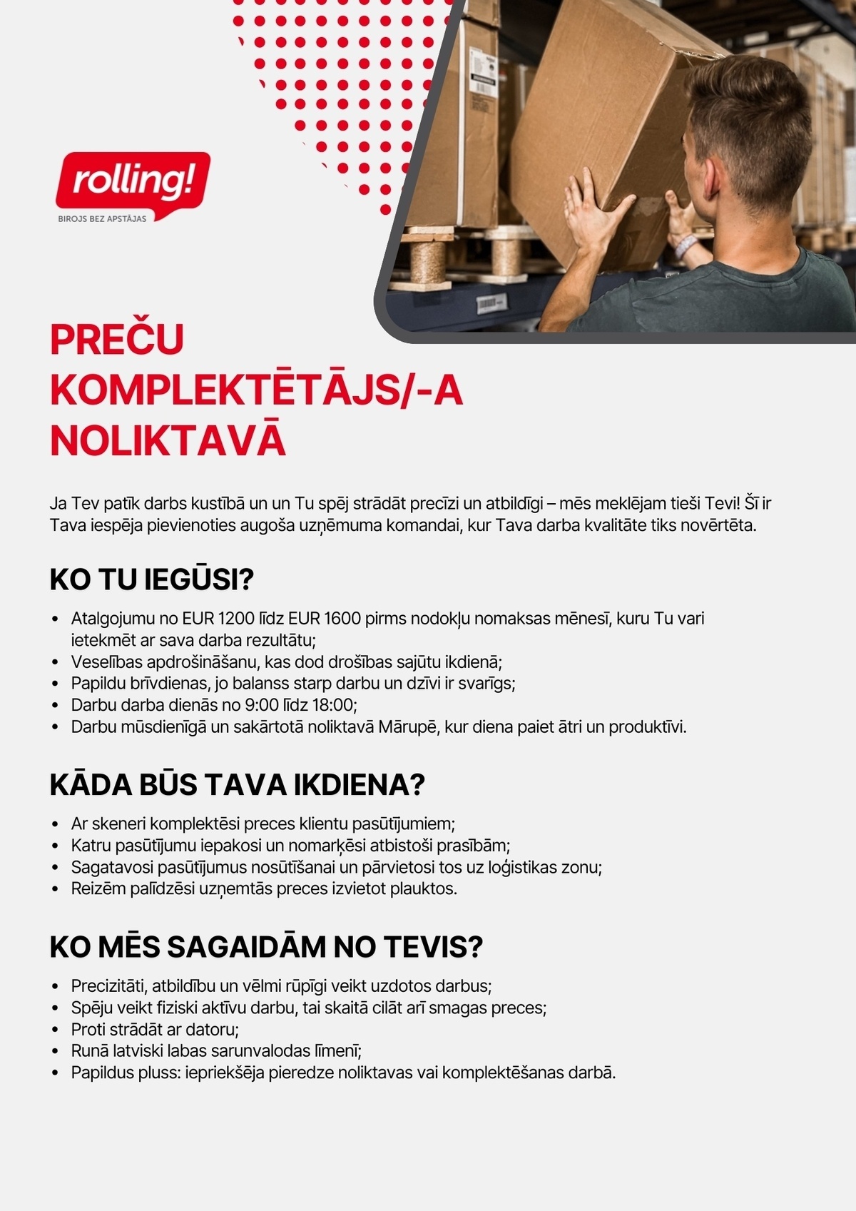 Rolling, SIA Pasūtījumu komplektētājs/-a