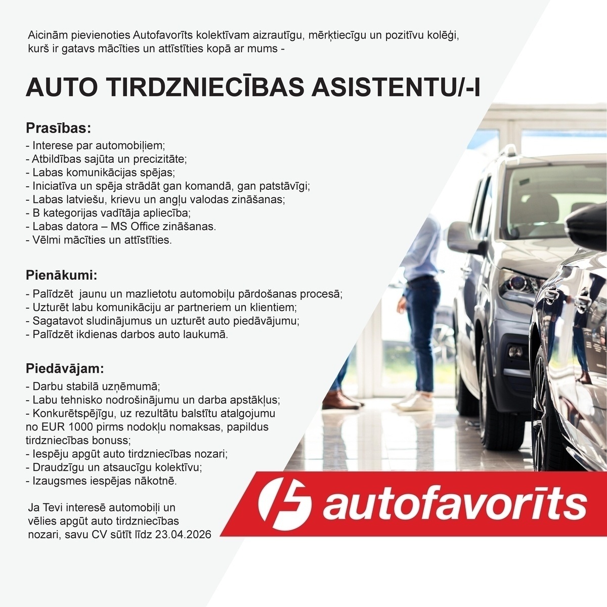 AUTOFAVORĪTS, SIA Auto tirdzniecības asistents/-e