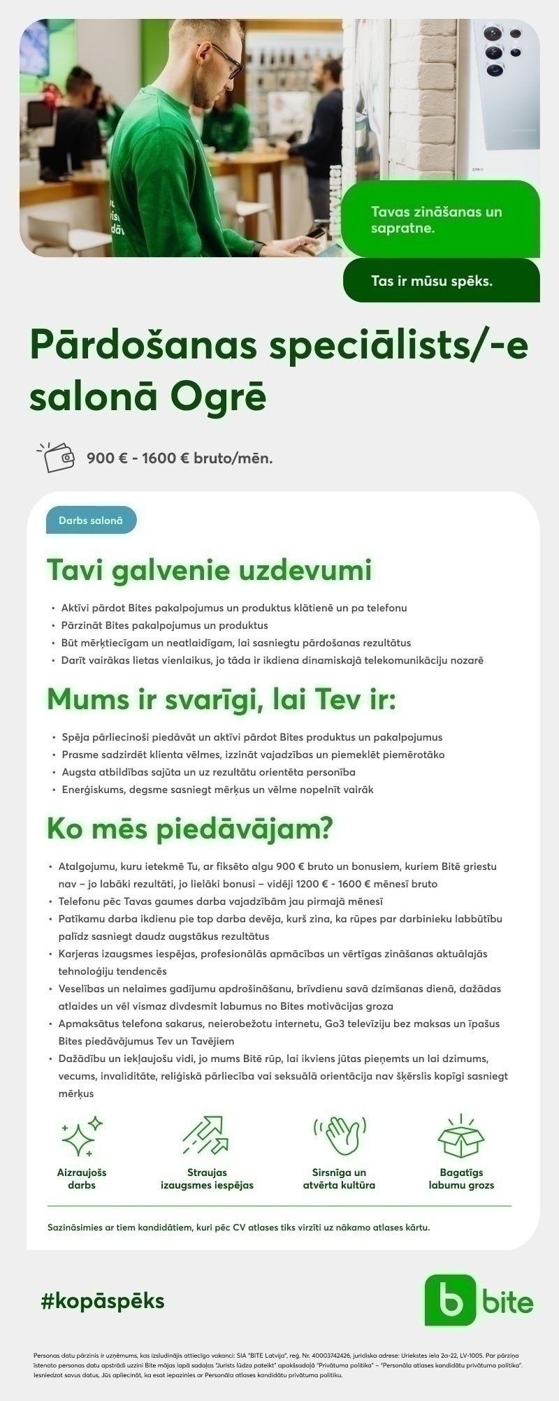 Bite Latvija, SIA Pārdošanas speciālists/-e salonā Ogrē