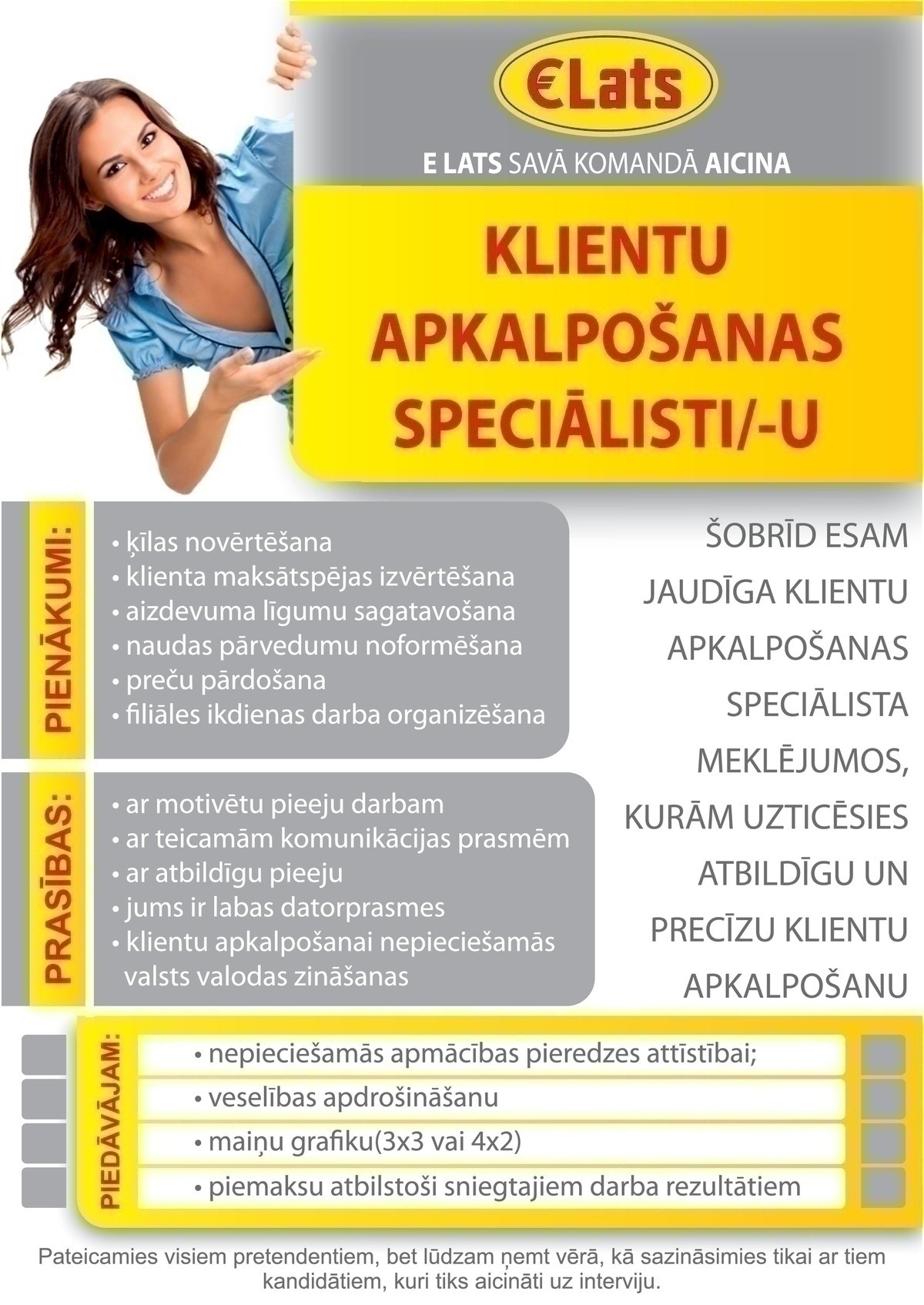 E LATS, SIA Klientu apkalpošanas speciālists/-e Daugavpilī
