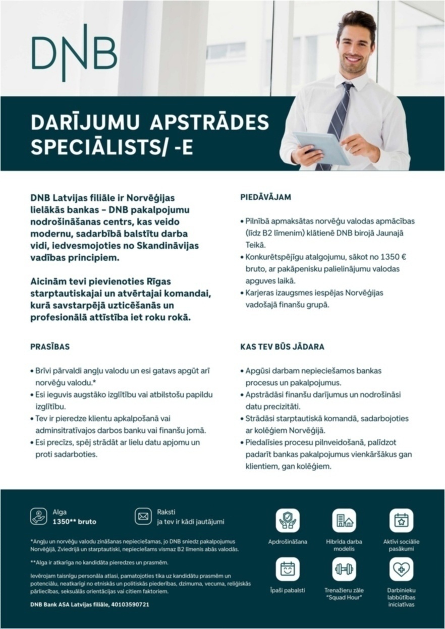 "Manpower Lit" filiāle "Manpower Lit" Darījumu apstrādes speciālists/-e