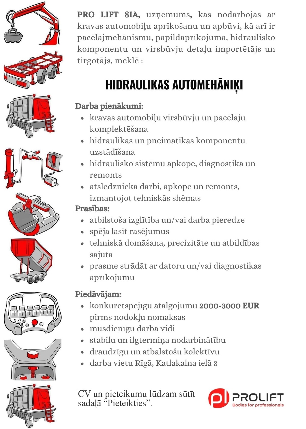 Pro Lift, SIA Hidraulikas automehāniķis/-e