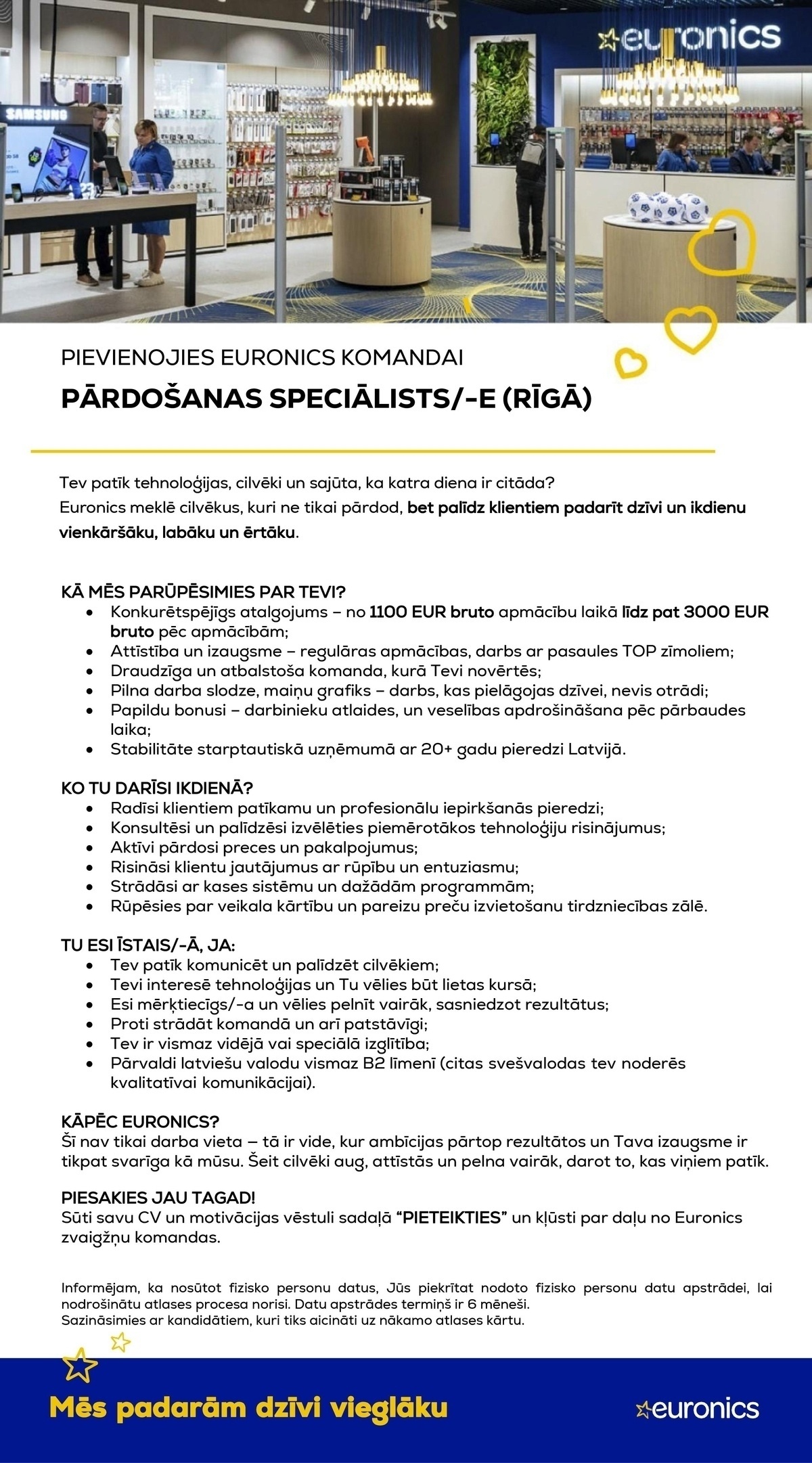 Euronics Latvia, SIA Pārdošanas speciālists/-e