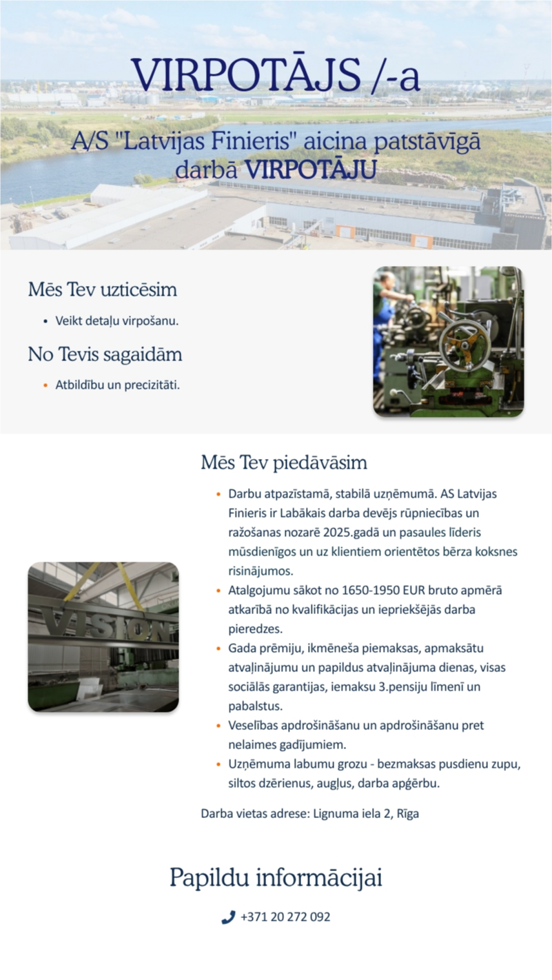 AS "Latvijas Finieris" Virpotājs / -a
