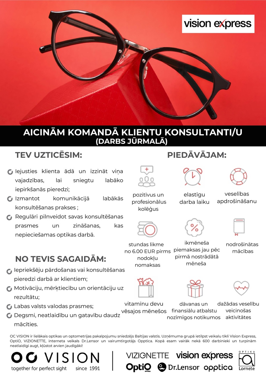 VISION EXPRESS BALTIJA SIA Klientu konsultants/e
