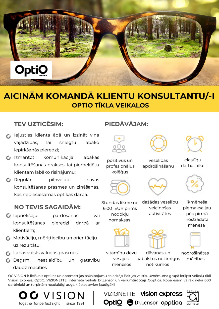 OC VISION Pārdošanas konsultants/e OptiO