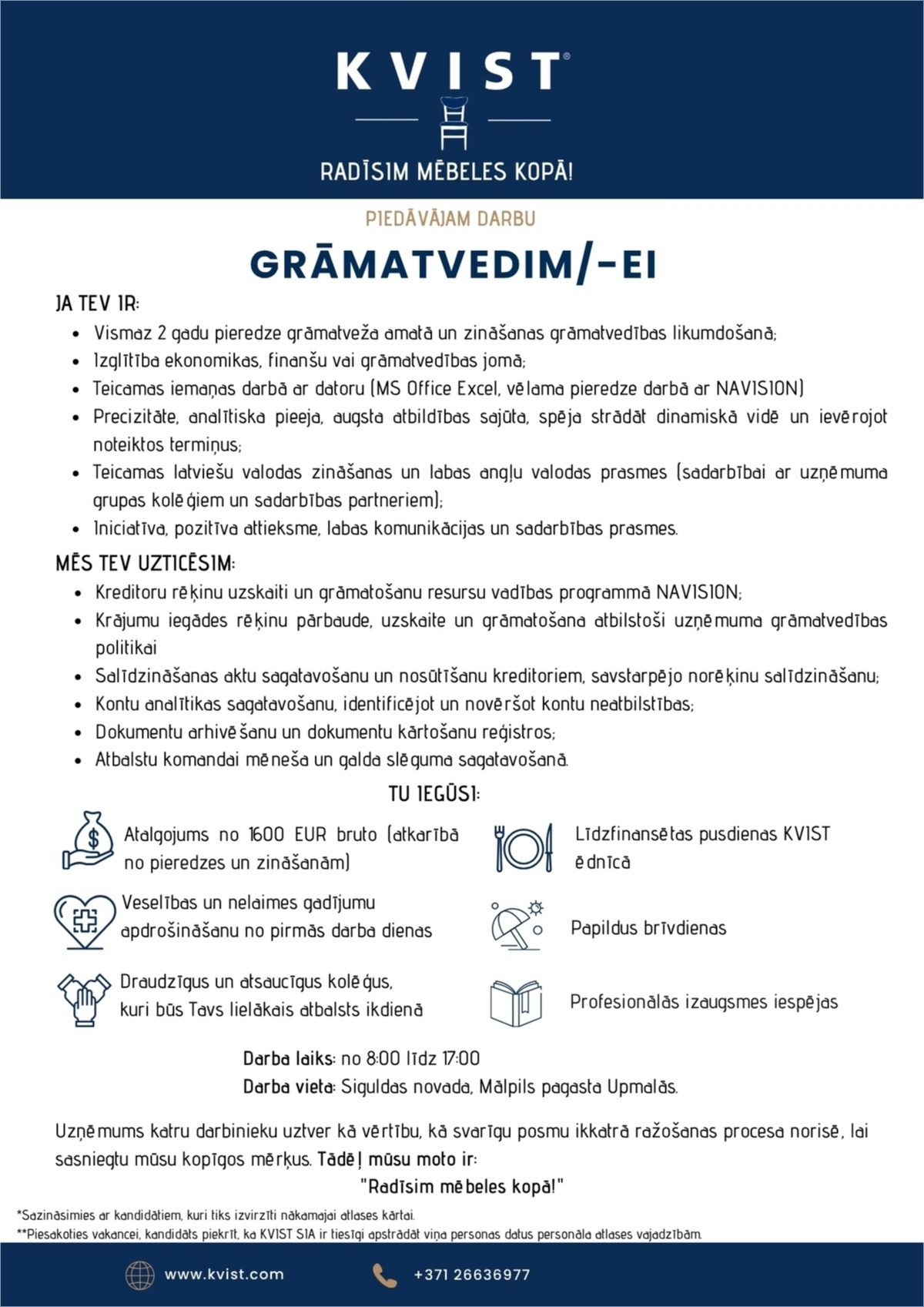 KVIST, SIA Grāmatvedis/-e