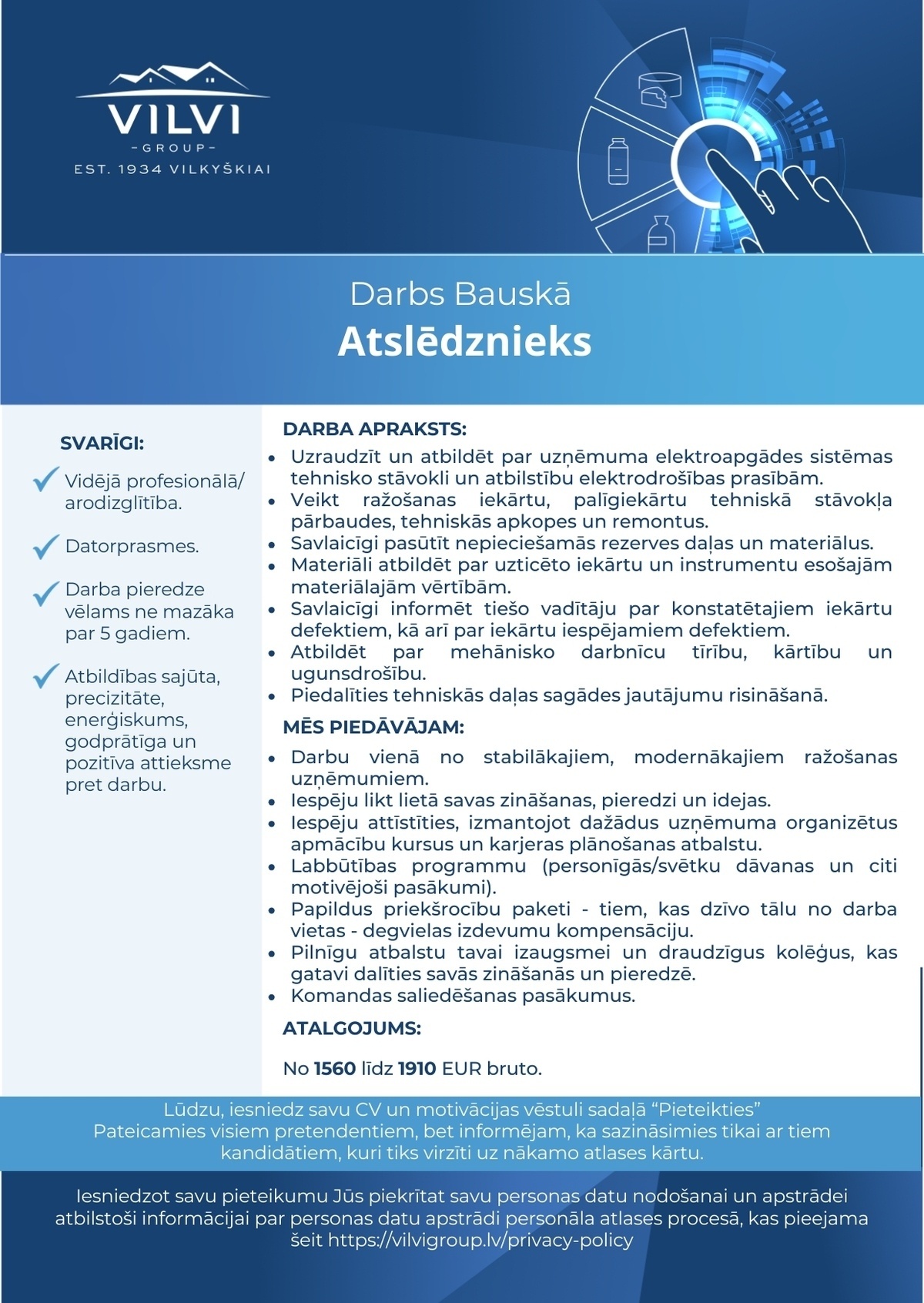 Baltic Dairy Board, SIA Atslēdznieks/-ce