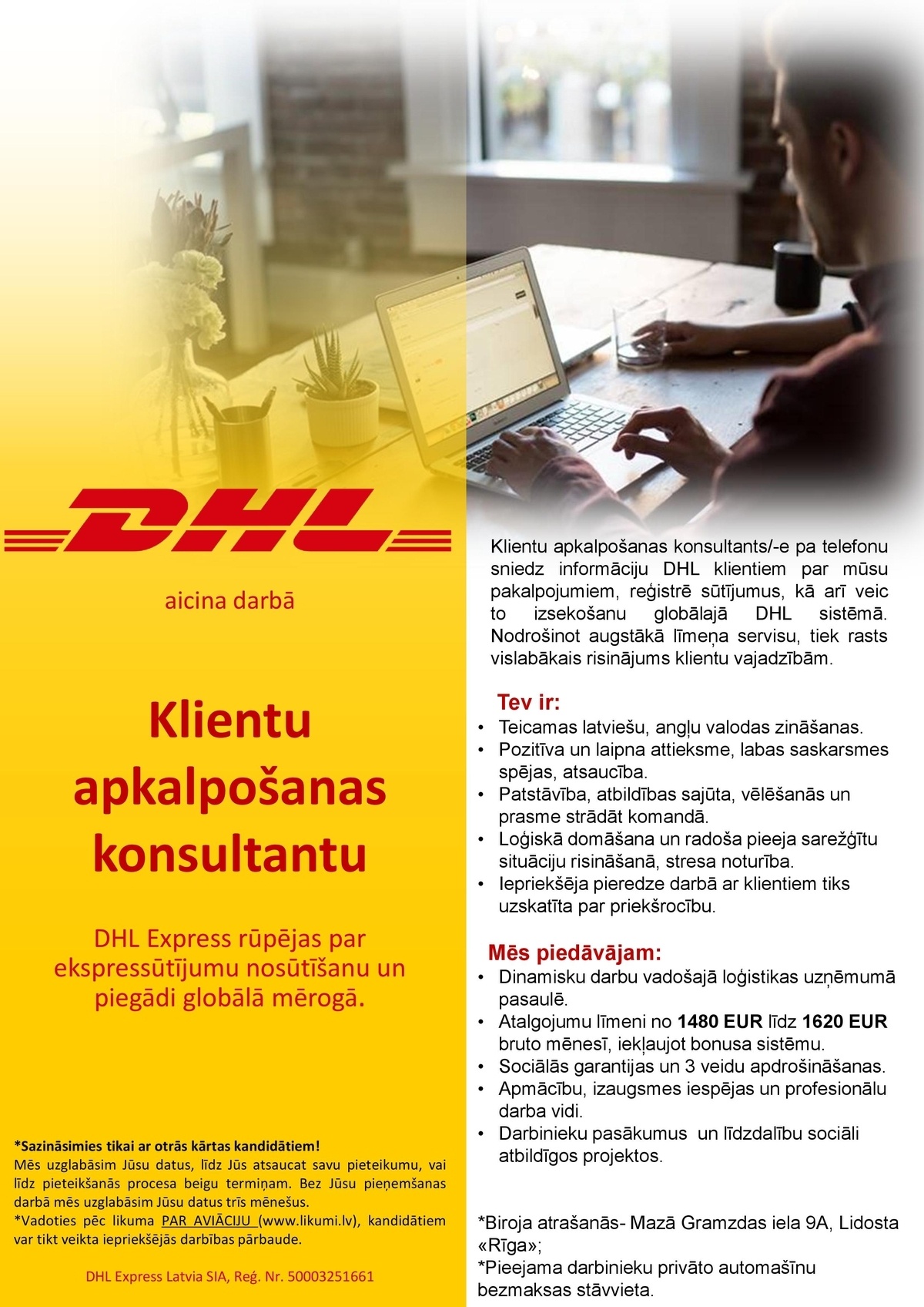 DHL Express Latvia, SIA Klientu apkalpošanas speciālists/-e