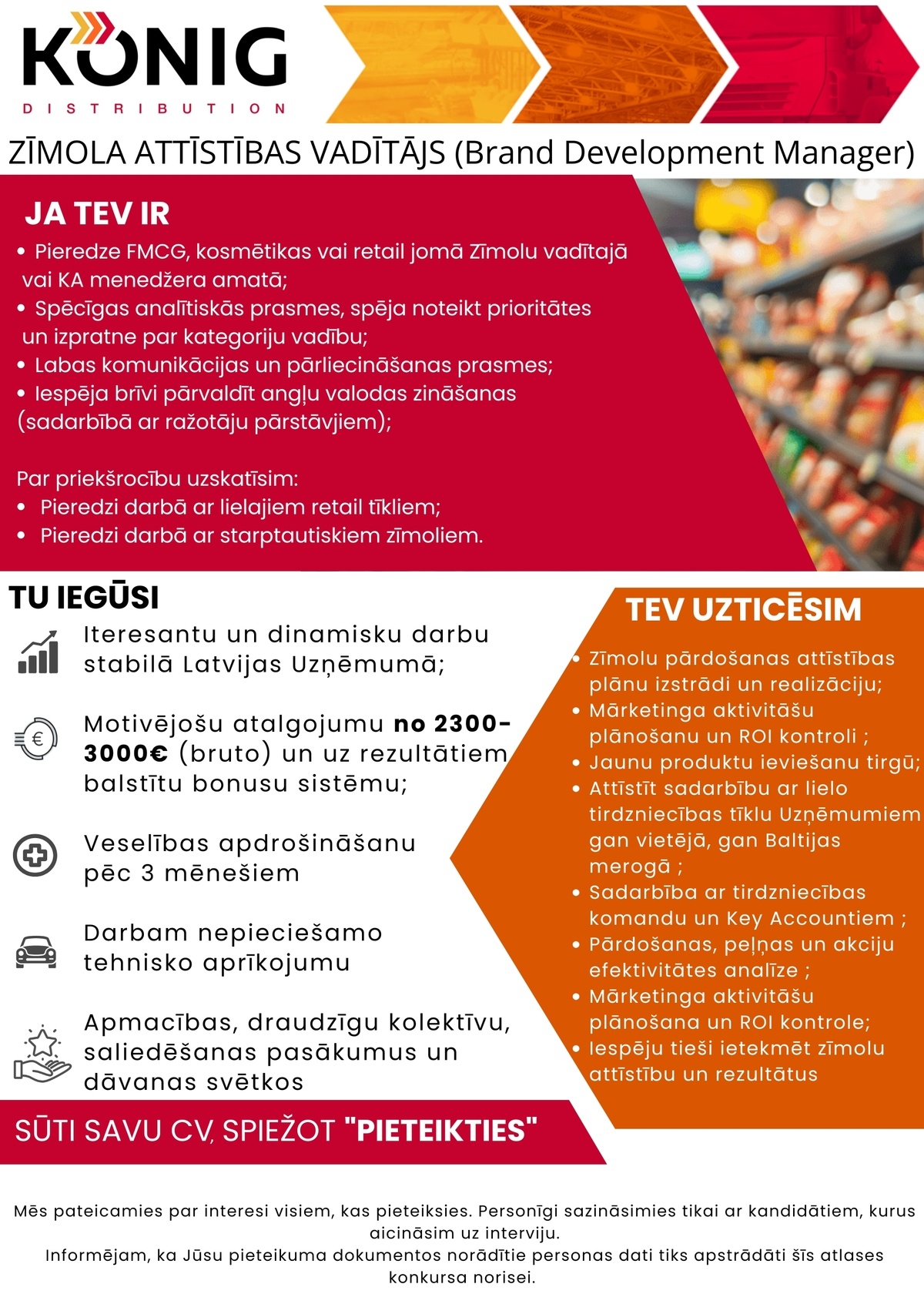 Konig Distribution, AS Zīmola attīstības vadītājs/-a (Brand Development Manager)
