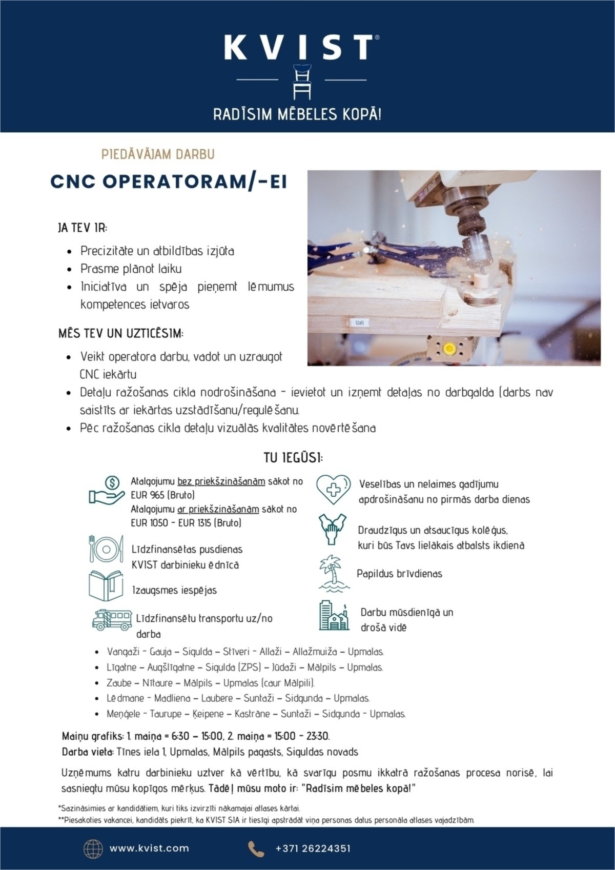 KVIST, SIA CNC-darbagalda operators/-e