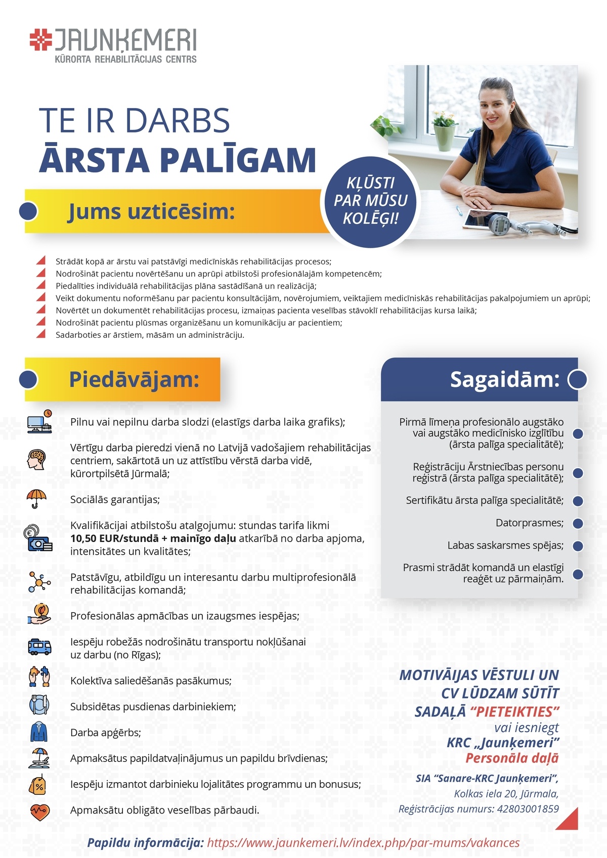 SANARE-KRC JAUNĶEMERI, SIA Ārsta palīgs/-dze