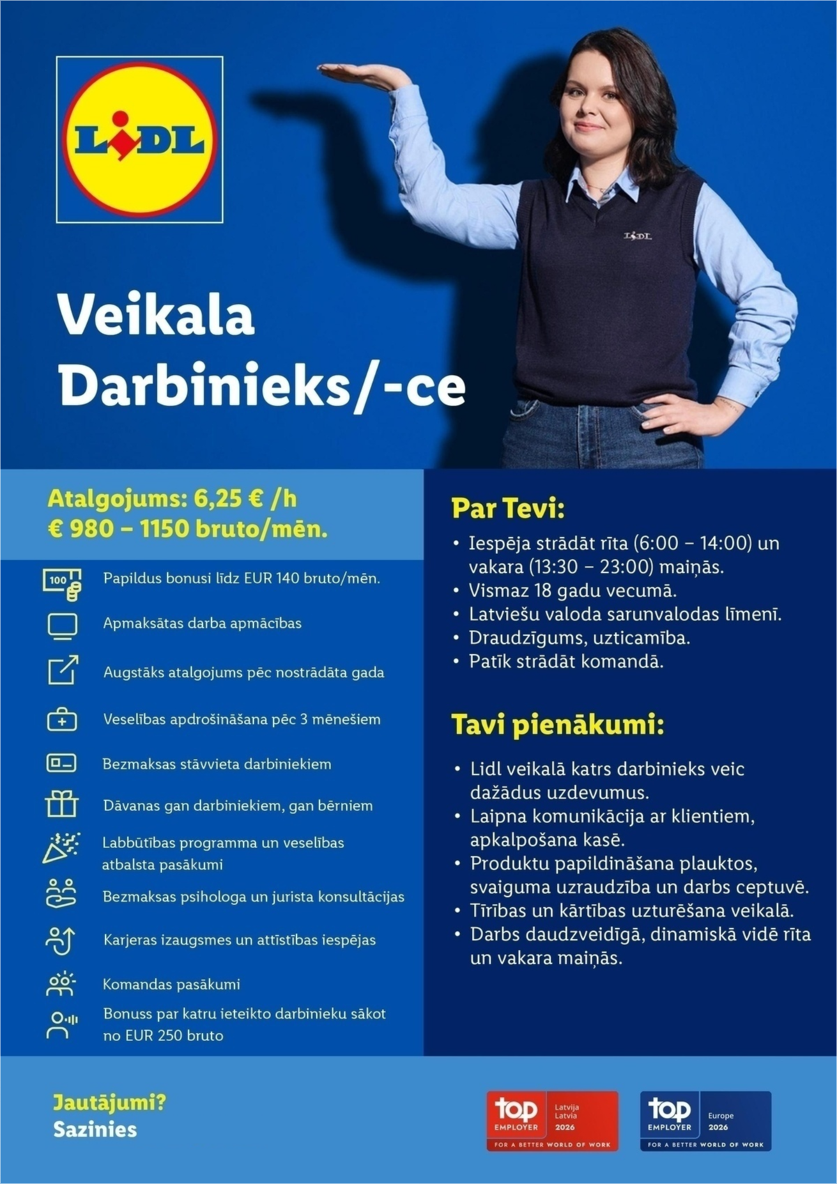 Lidl Latvija, SIA Veikala darbinieks/-ce Valmierā