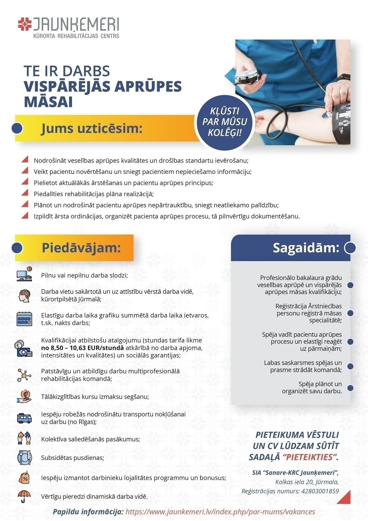 SANARE-KRC JAUNĶEMERI, SIA Vispārējās aprūpes māsa