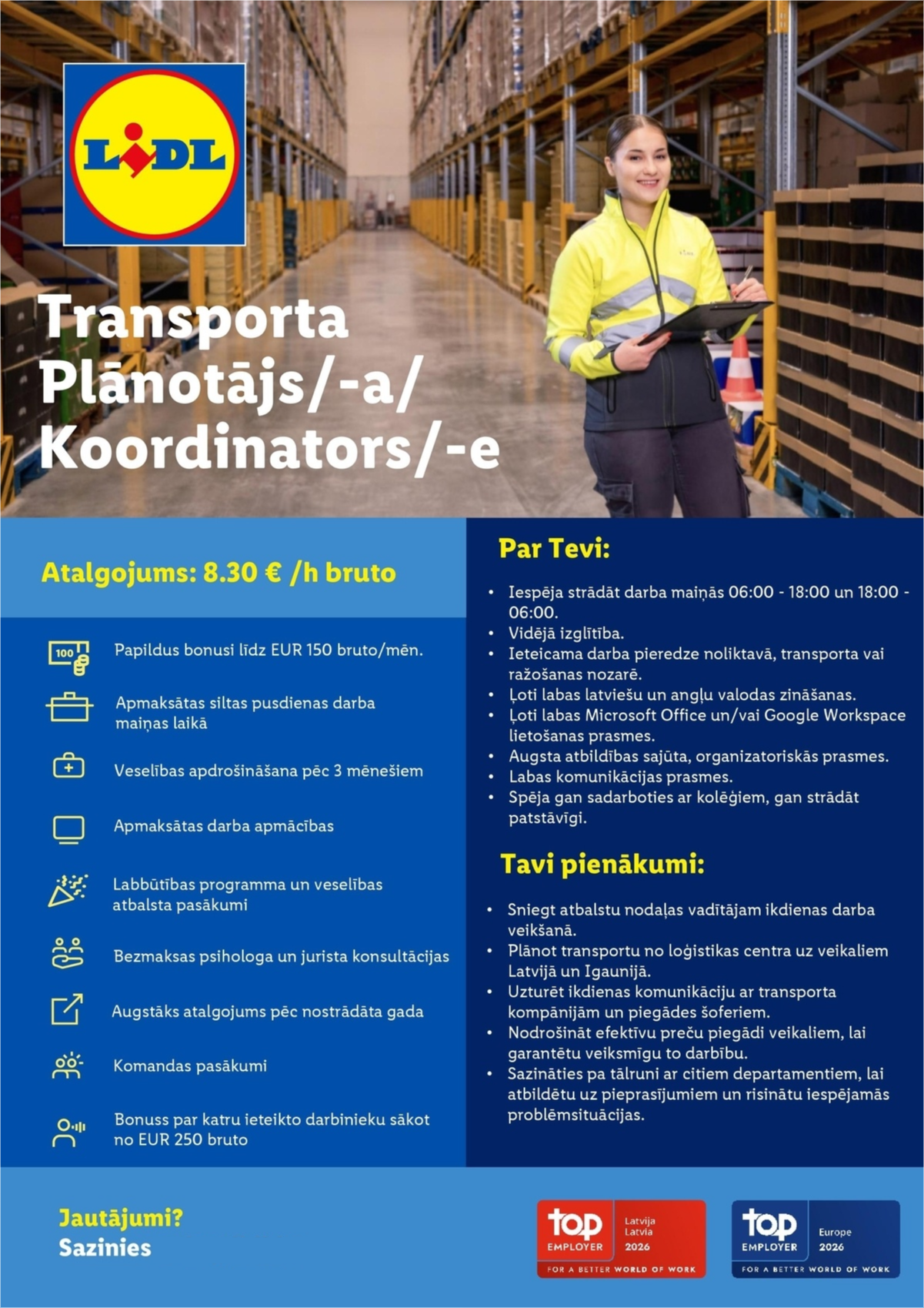 Lidl Latvija, SIA Transporta plānotājs/-a / Koordinators/-e