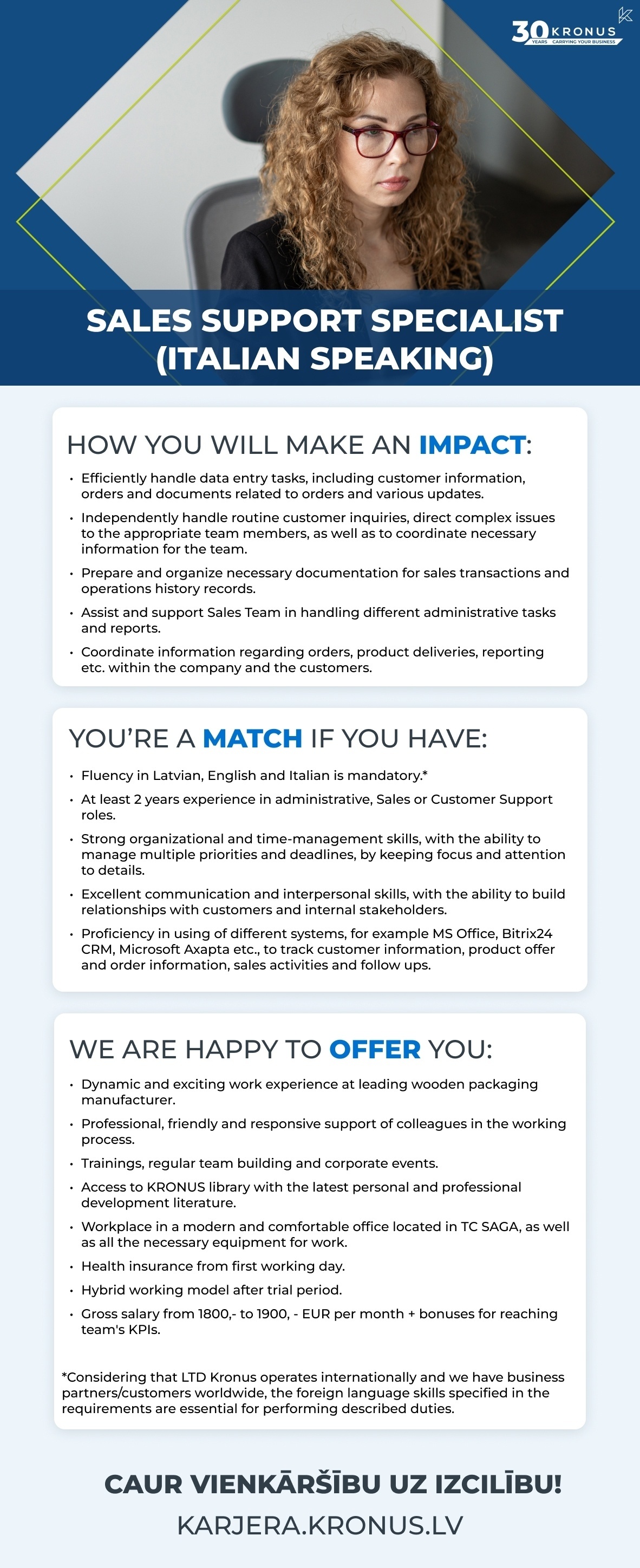 Kronus, SIA Sales Support Specialist (Italian speaking)