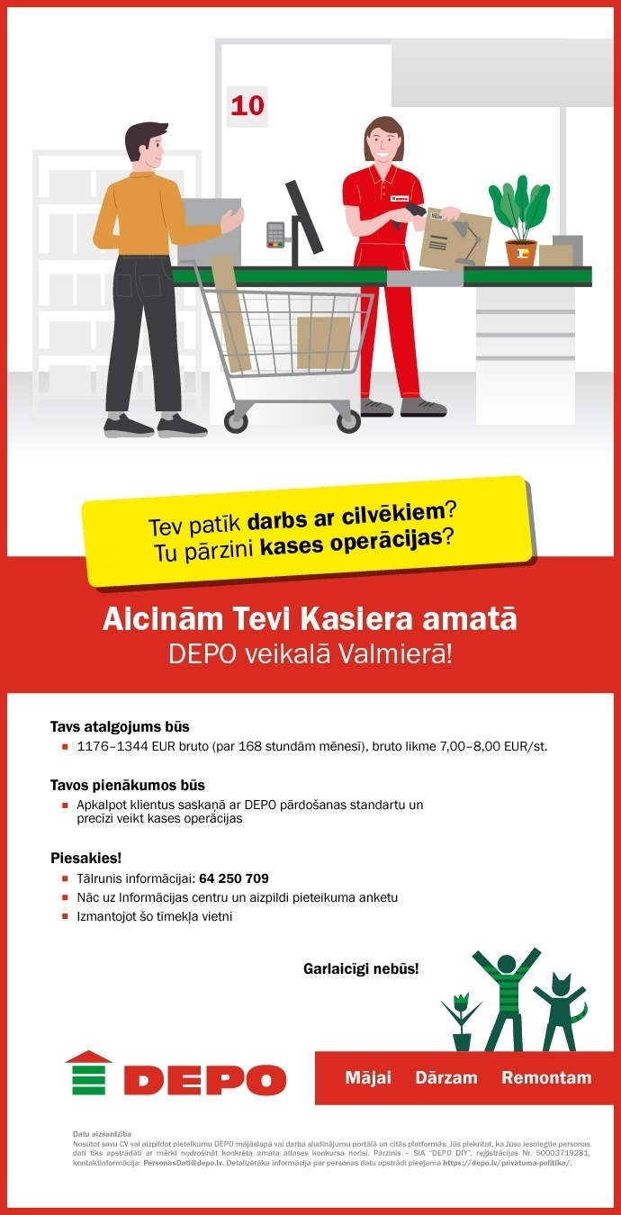 DEPO DIY, SIA Kasieris/-e Valmierā