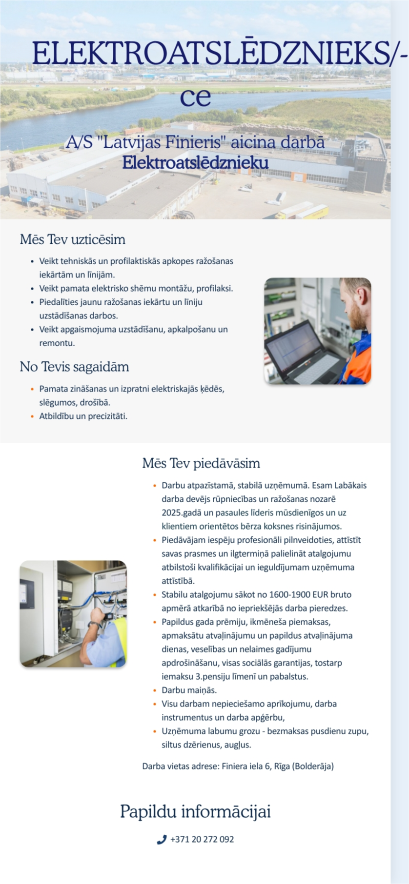 AS "Latvijas Finieris" Elektroatslēdznieks