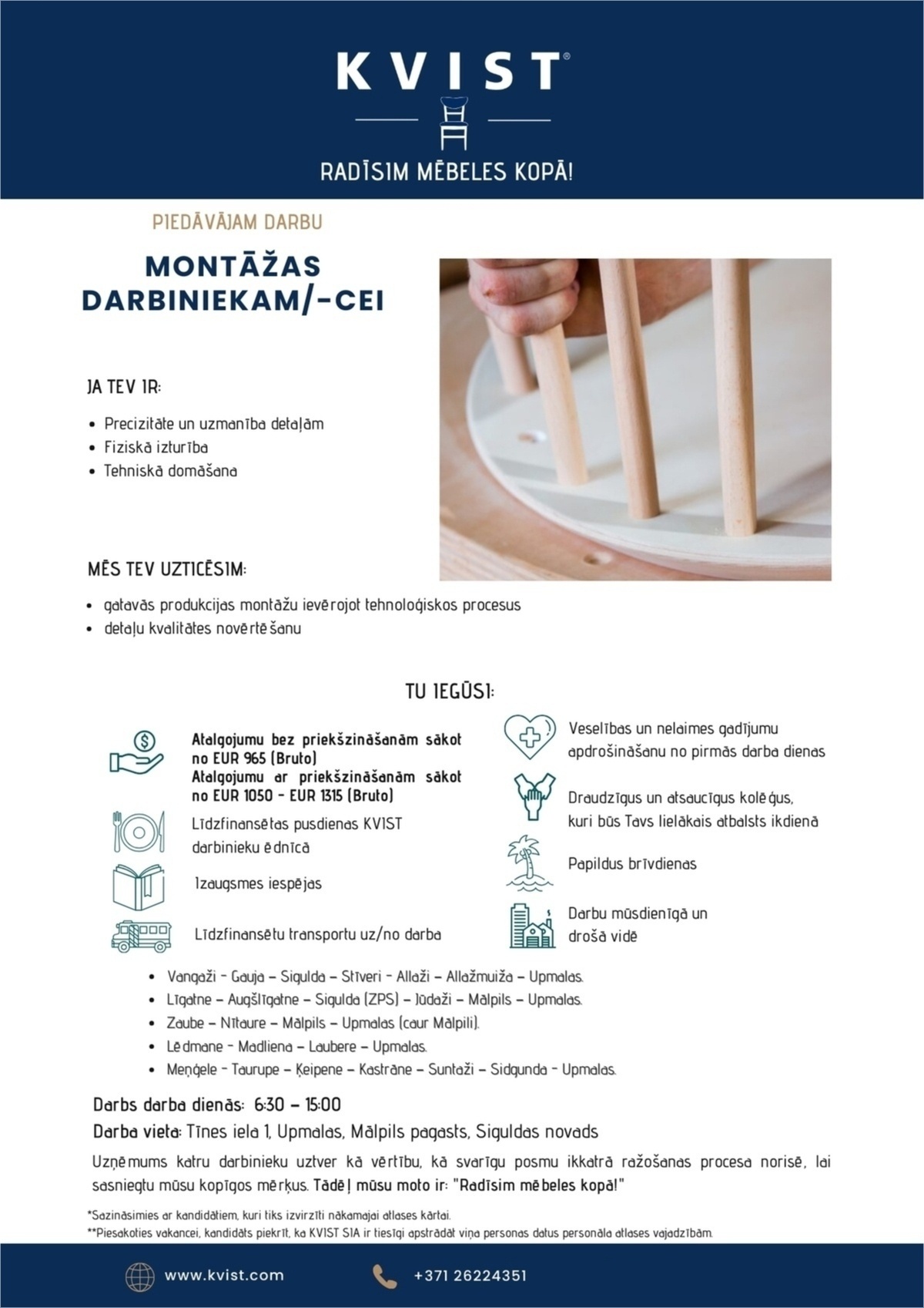 KVIST, SIA Montāžas darbinieks/-ce