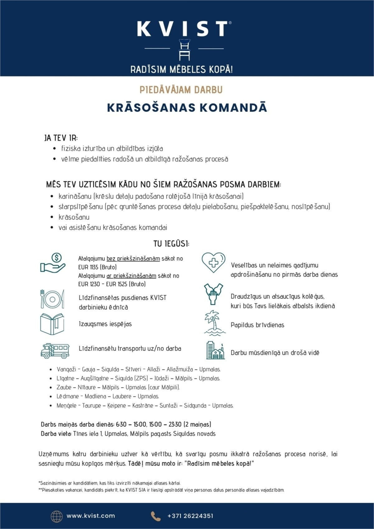 KVIST, SIA Krāsošanas komandas darbinieks/-ce