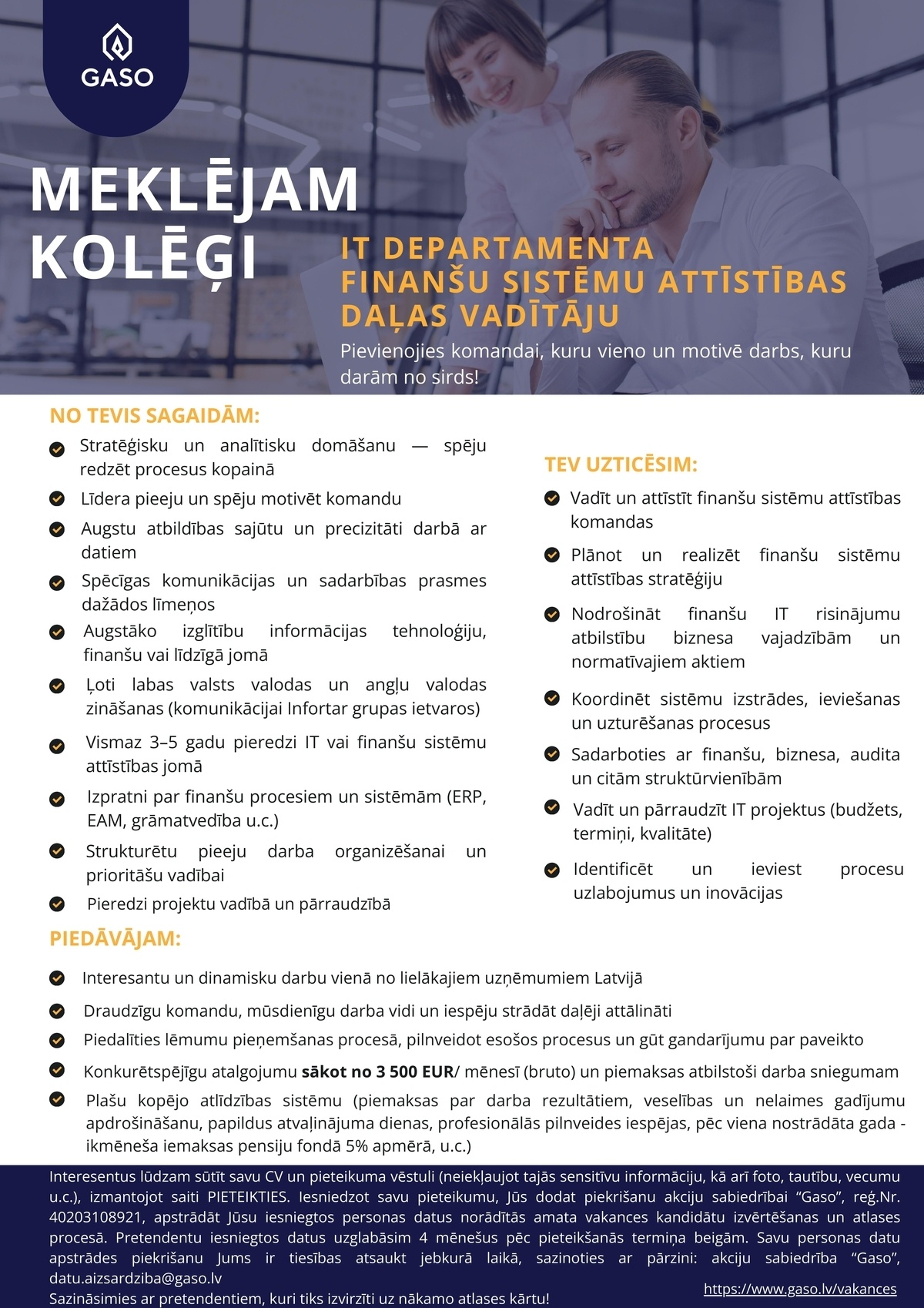 Gaso, AS IT nodaļas vadītājs/-a