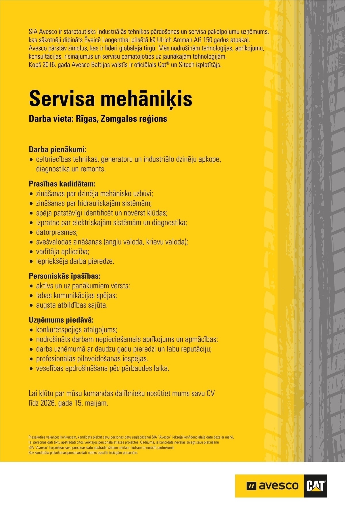 Avesco, SIA Servisa mehāniķis/-e