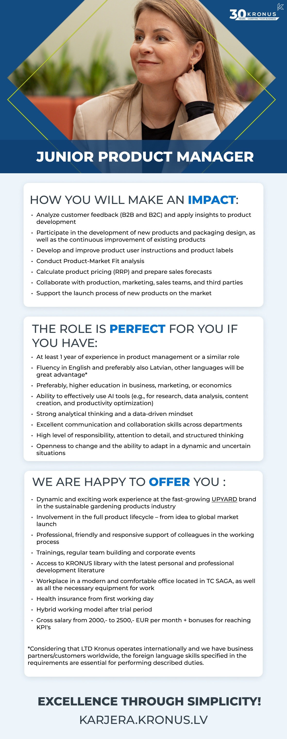 Kronus, SIA Junior Product Manager