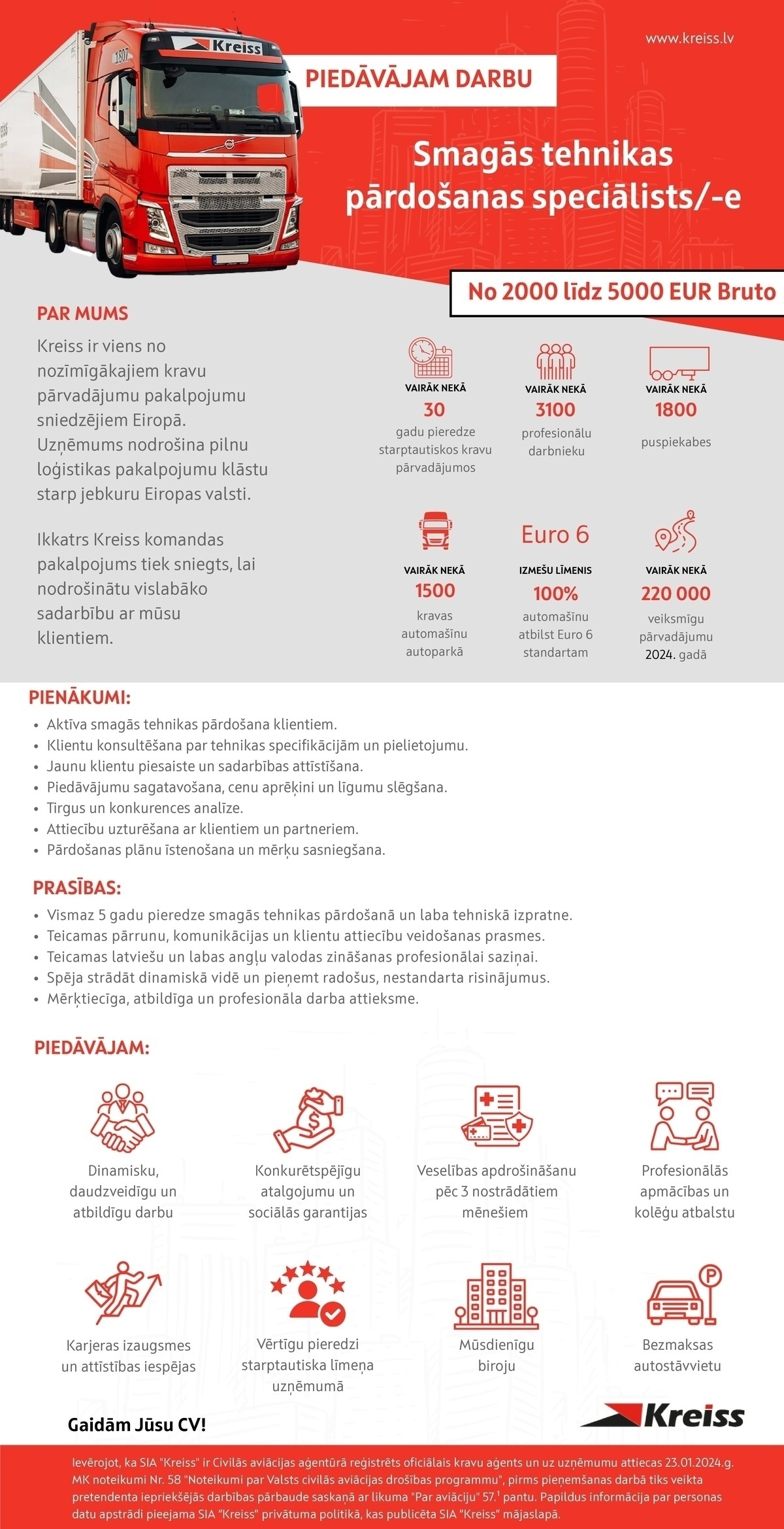 Kreiss, SIA Smagās tehnikas pārdošanas speciālists/-e